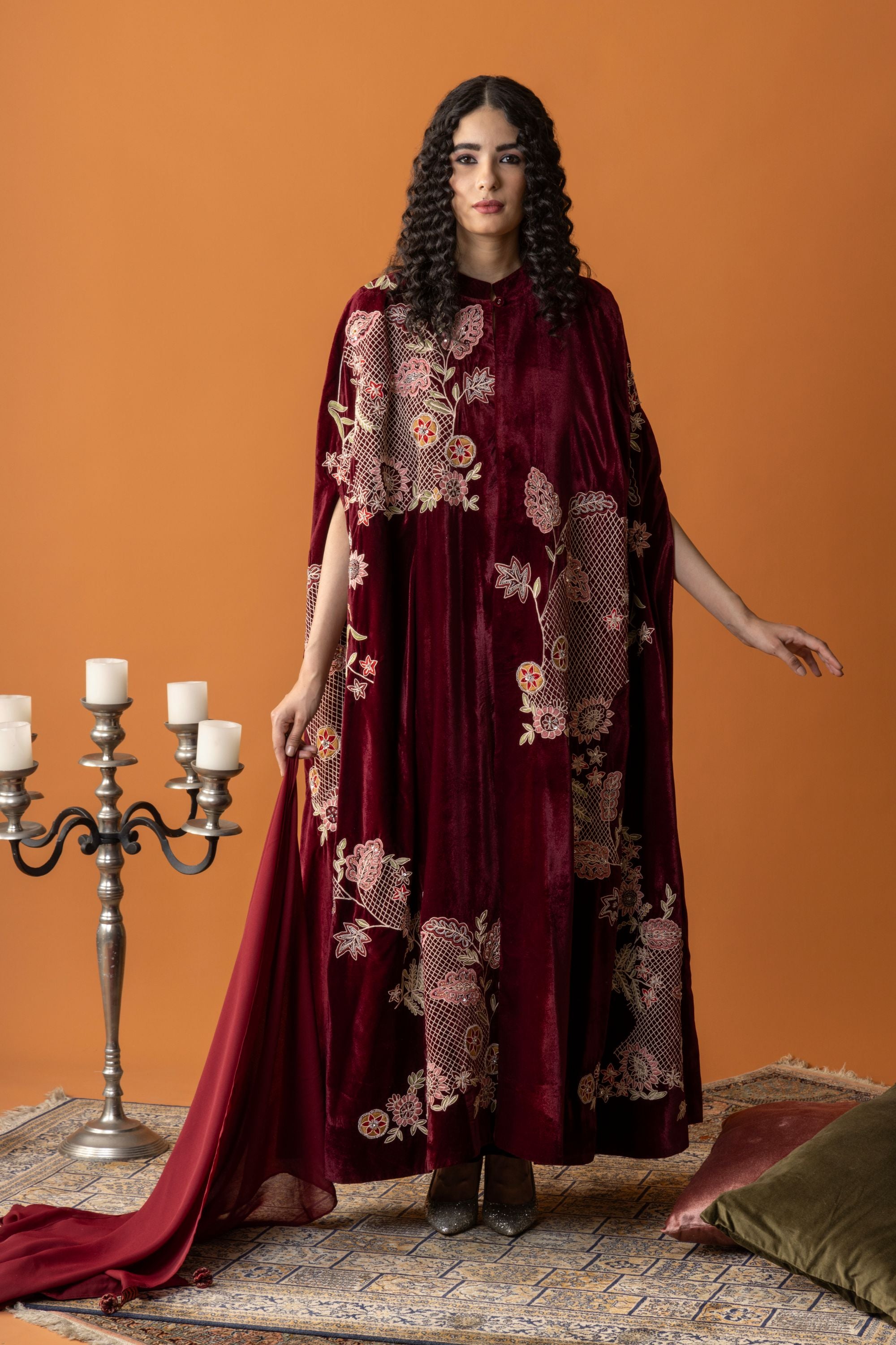 Ahlam Embroidered Cape with Embellishment