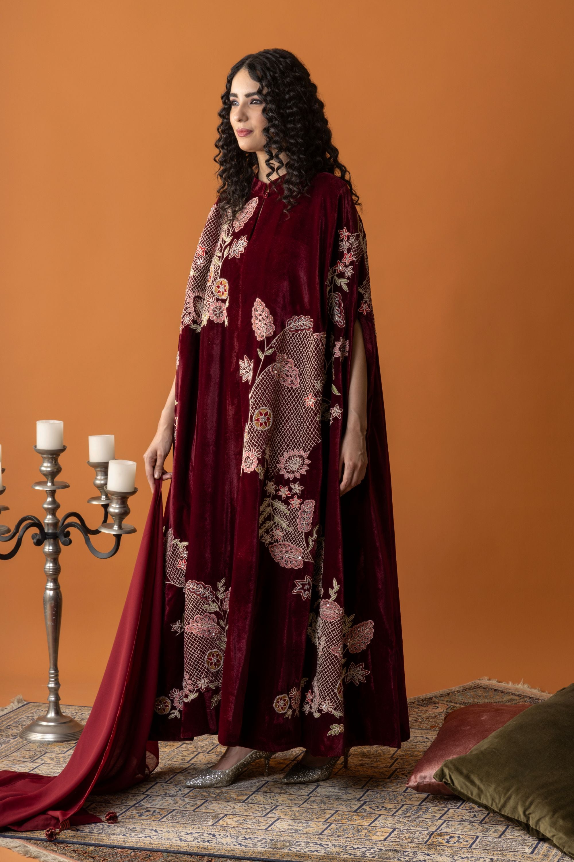 Ahlam Embroidered Cape with Embellishment