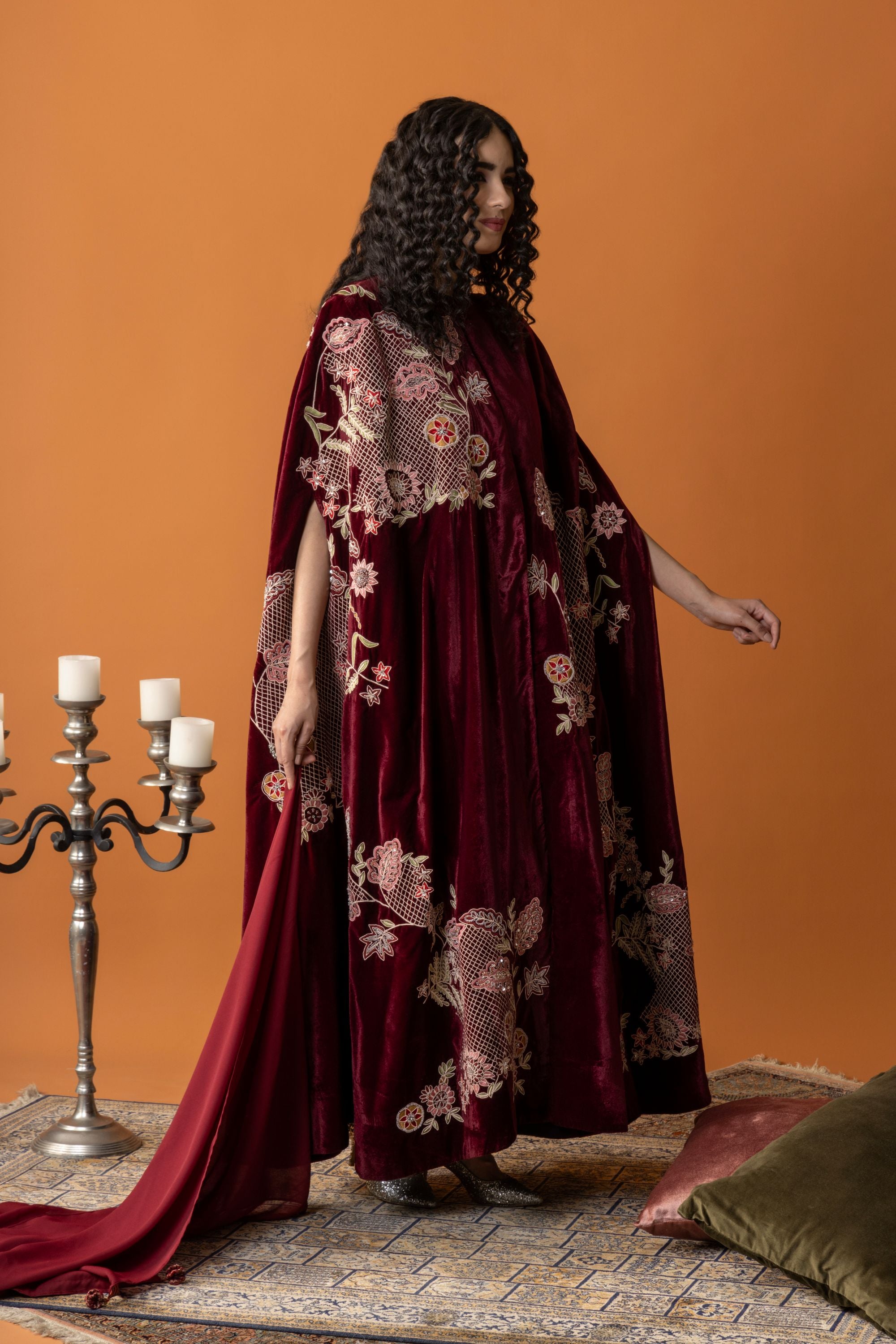 Ahlam Embroidered Cape with Embellishment