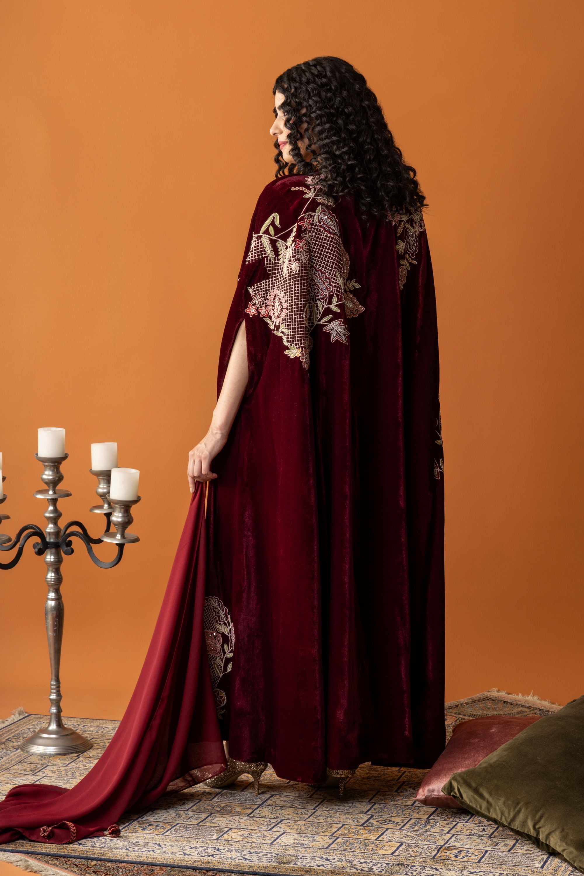 Ahlam Embroidered Cape with Embellishment