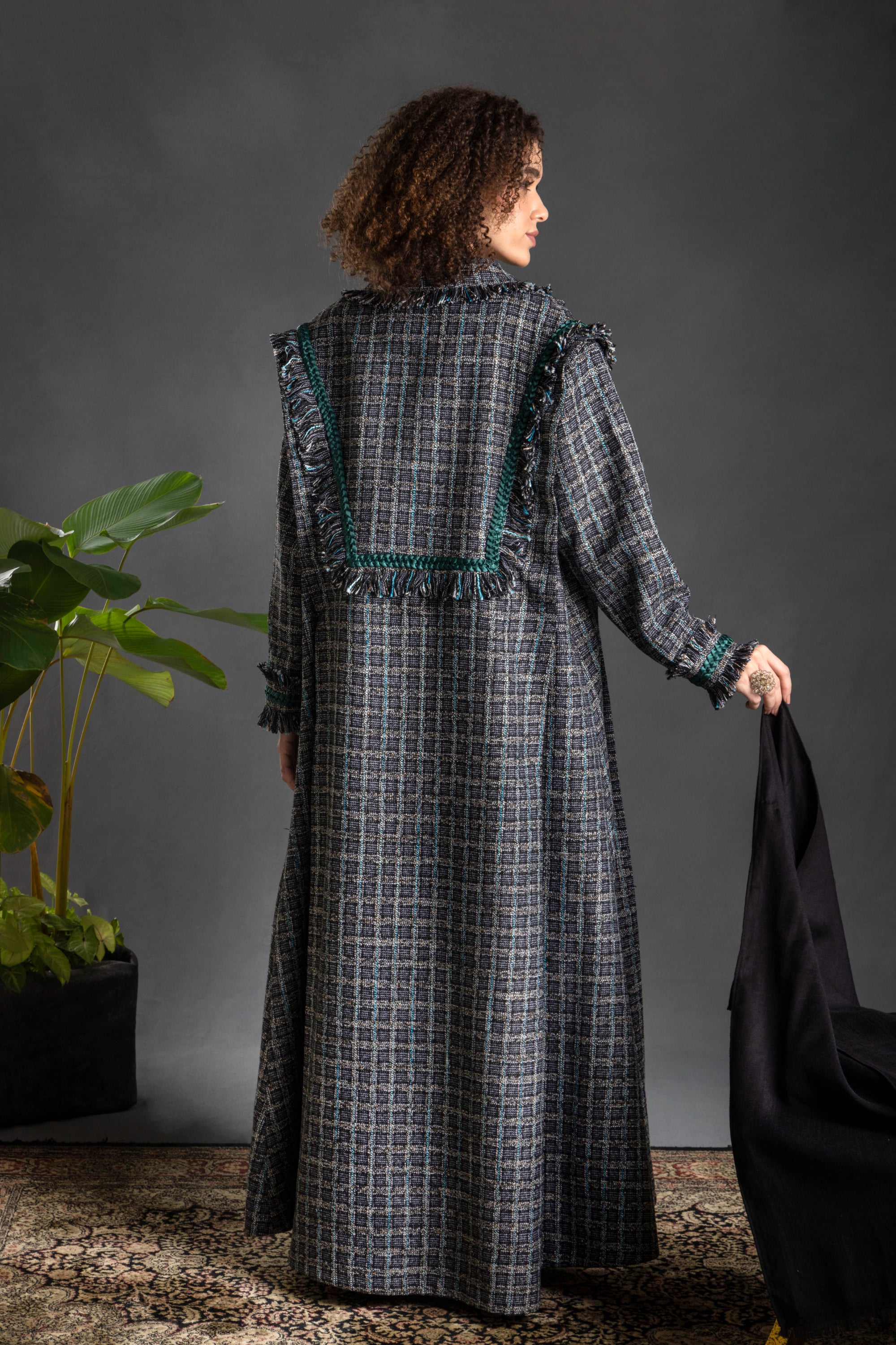 Jana Raw Edge Braid Abaya with Embellishment