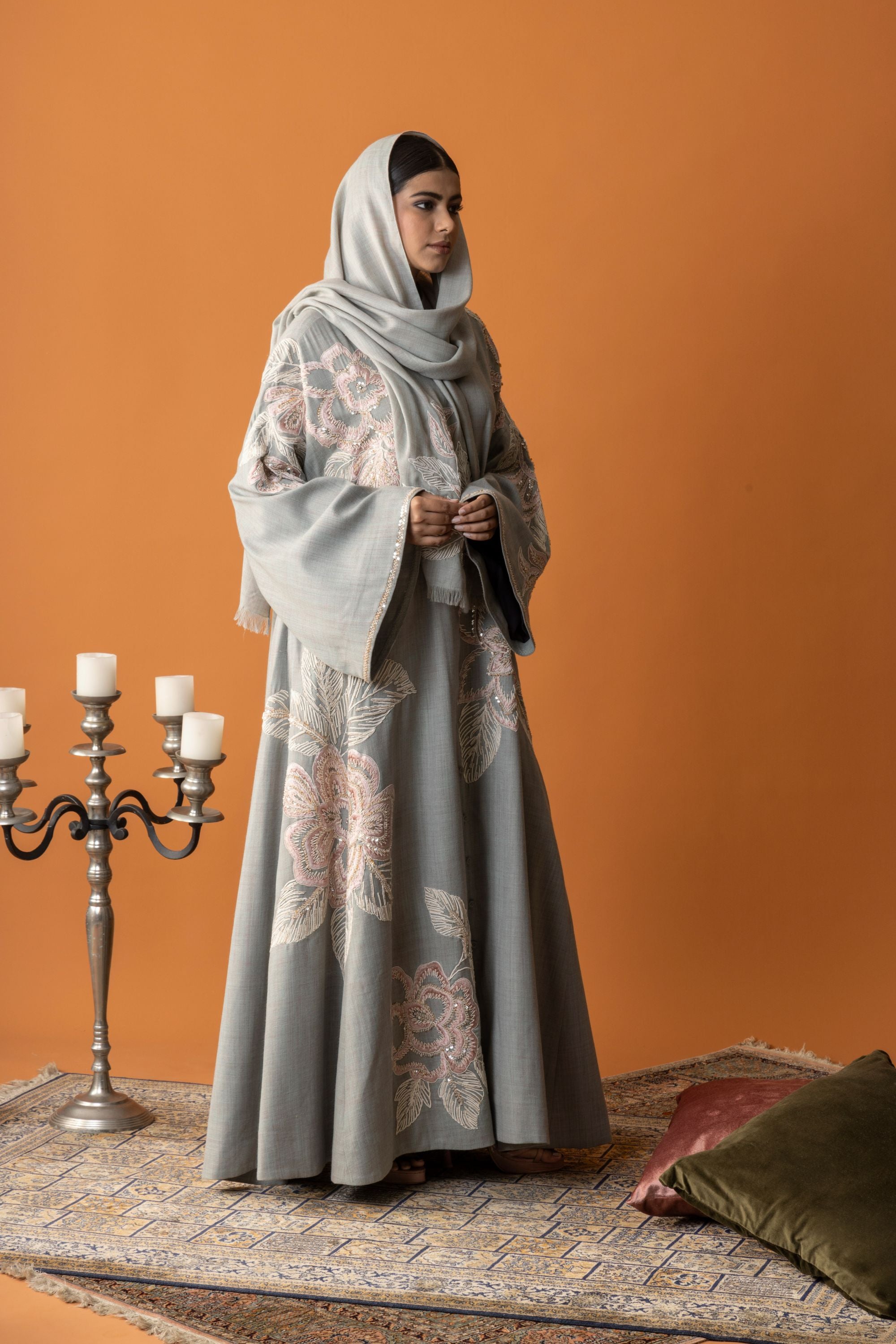 Amal Embroidered Abaya with Embellishment