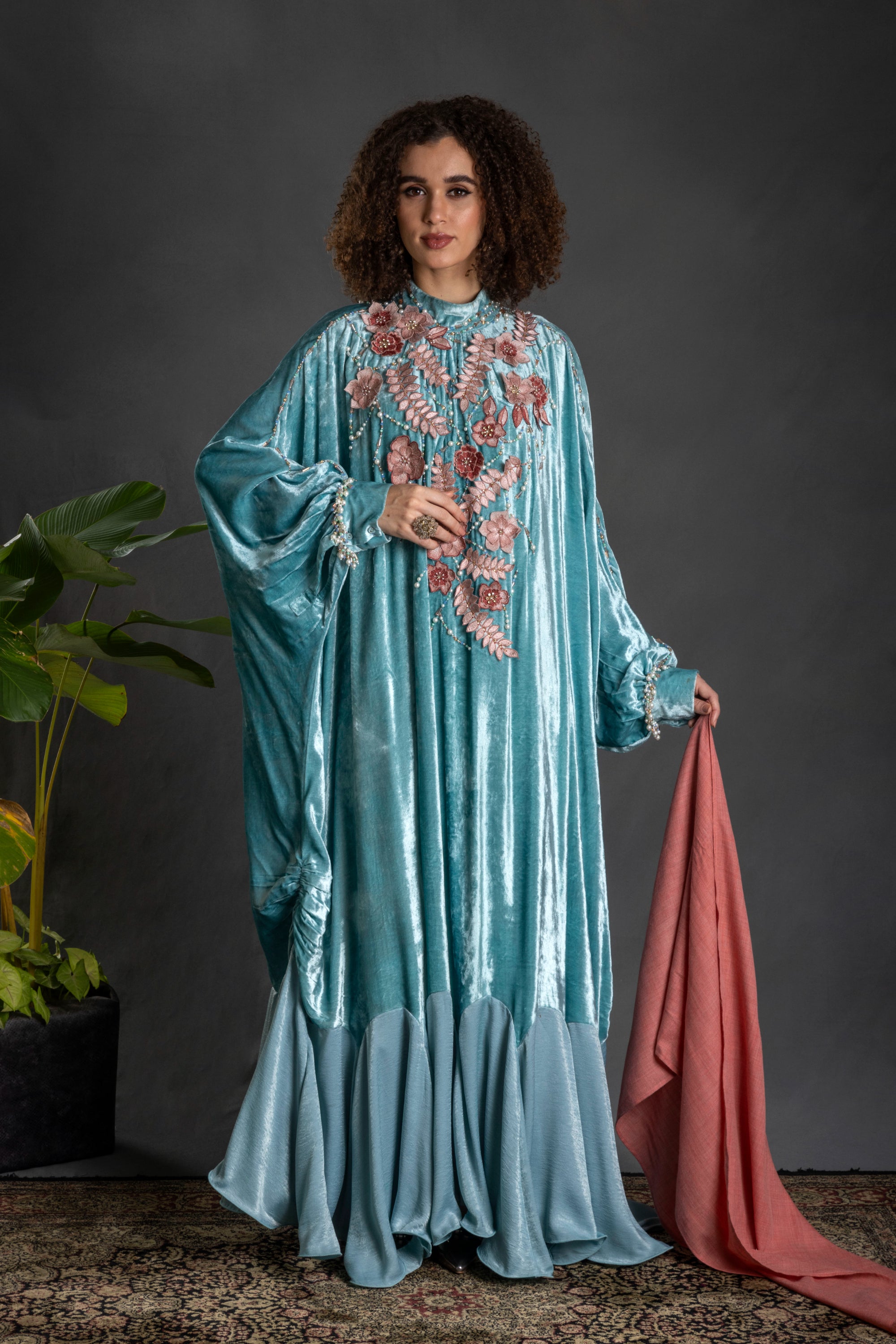 Dalila Embroidered Jalabiya with Embellishment