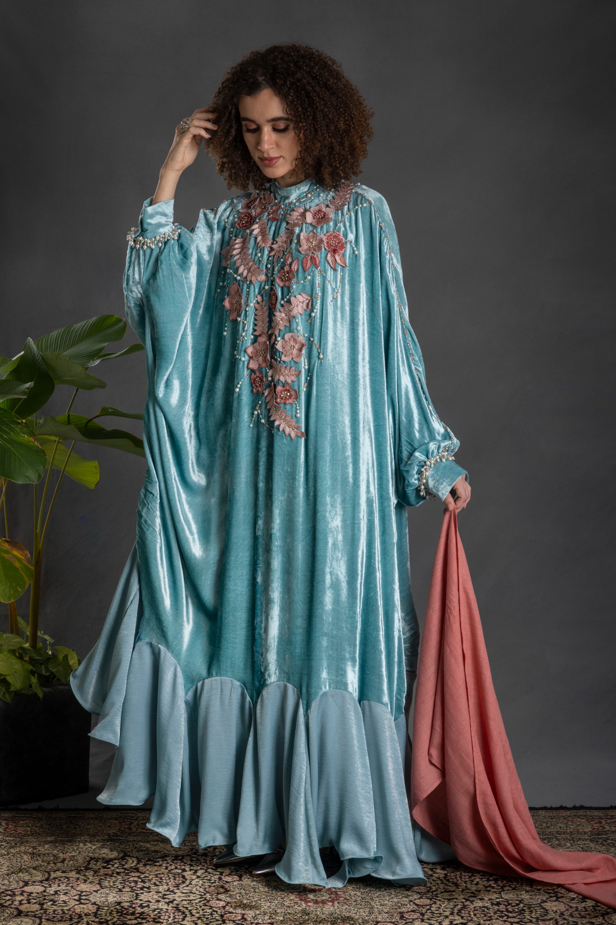 Dalila Embroidered Jalabiya with Embellishment