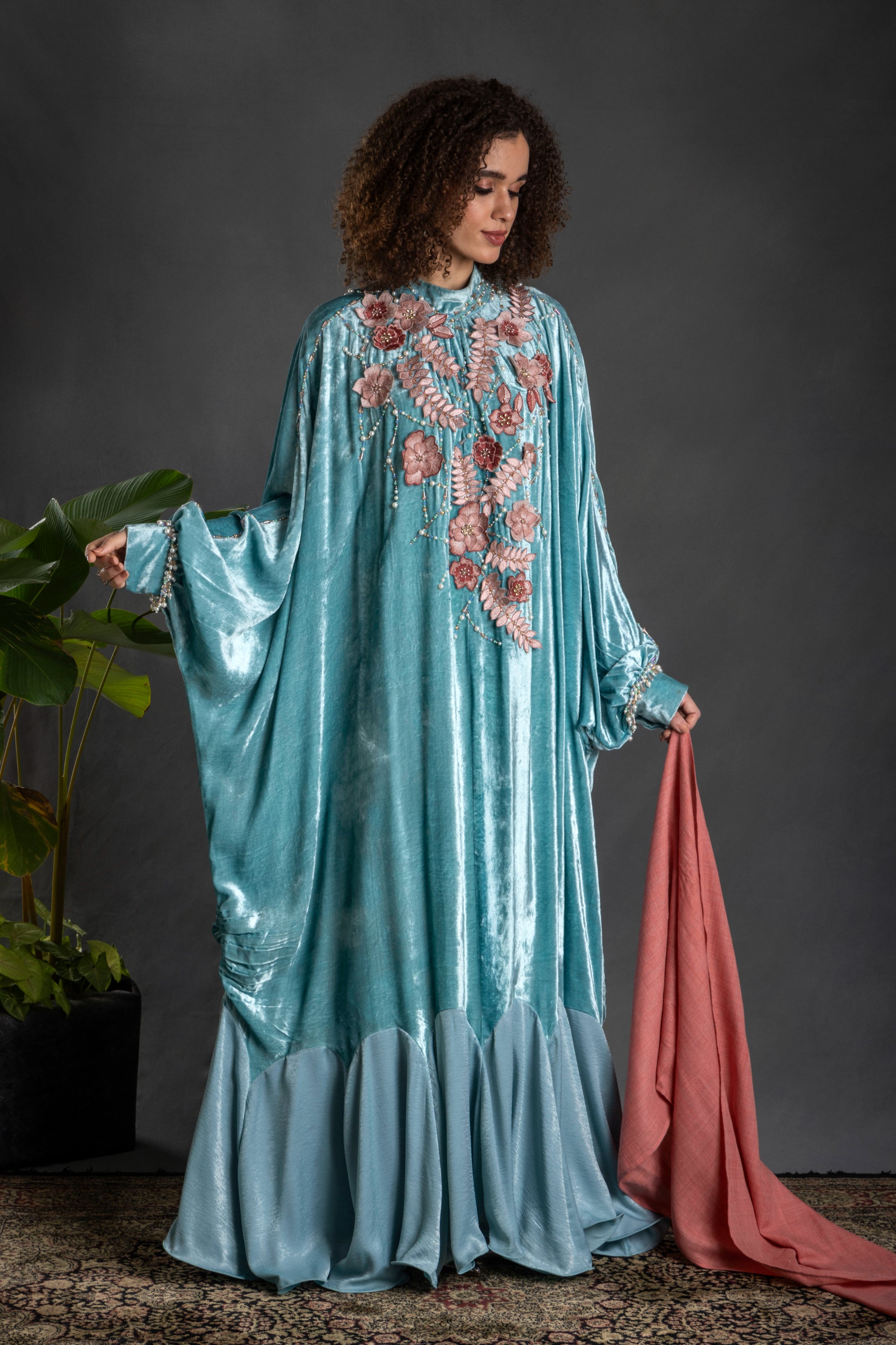 Dalila Embroidered Jalabiya with Embellishment