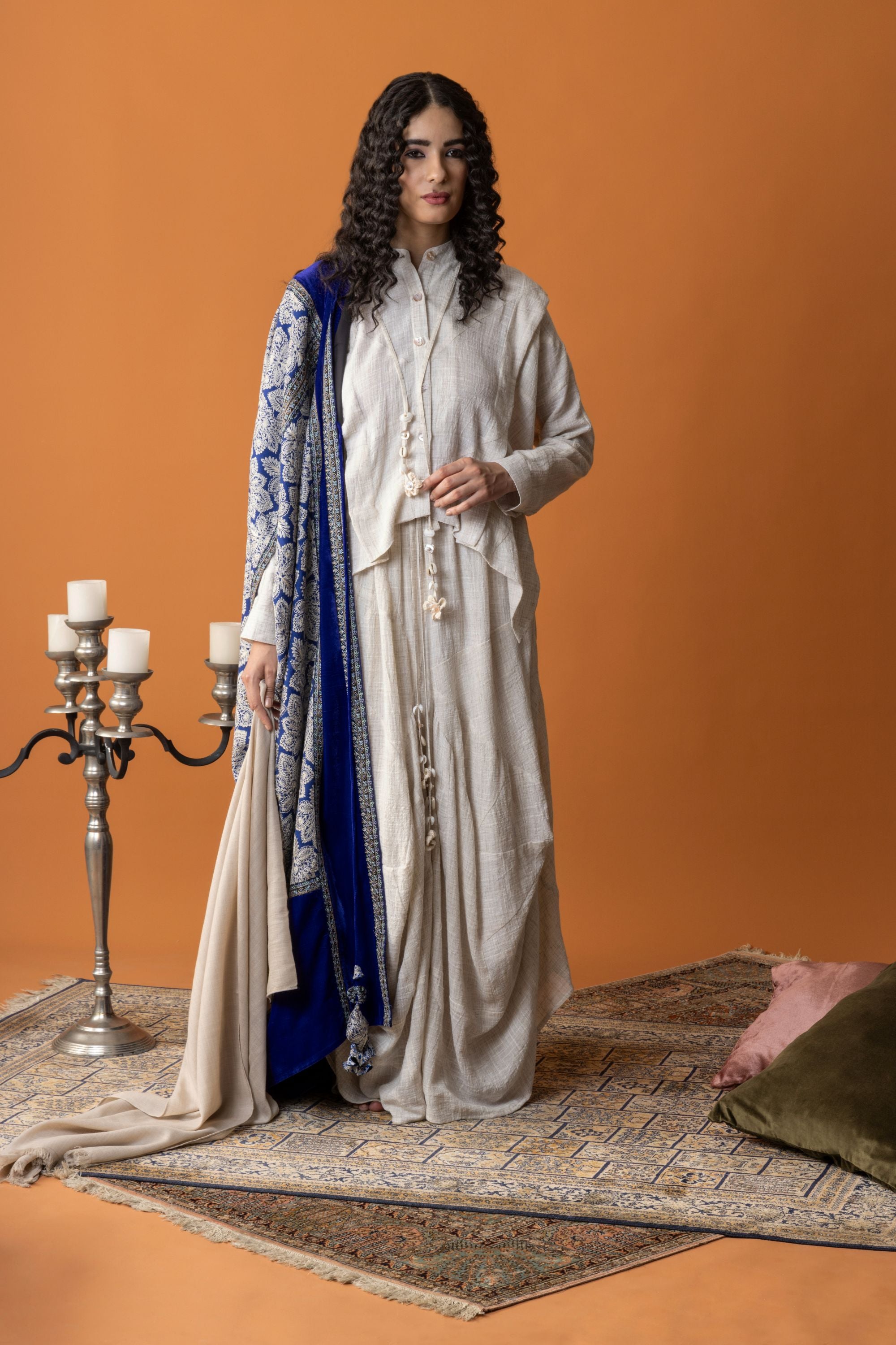 Aziza Embroidered Wool Abaya with Inner Skirt & Top