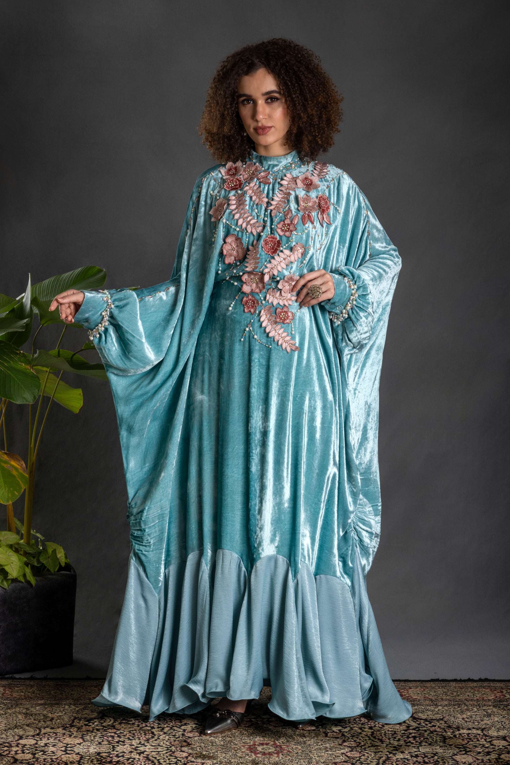 Dalila Embroidered Jalabiya with Embellishment