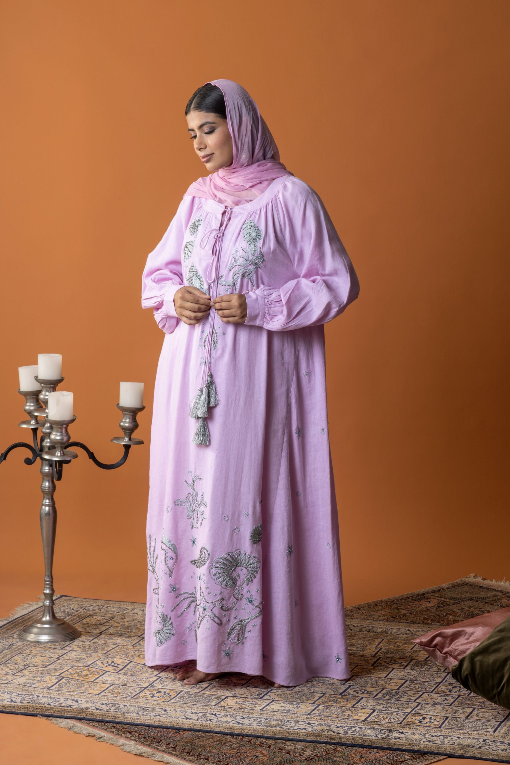 Dana Embroidered Jalabiya with Embellishment