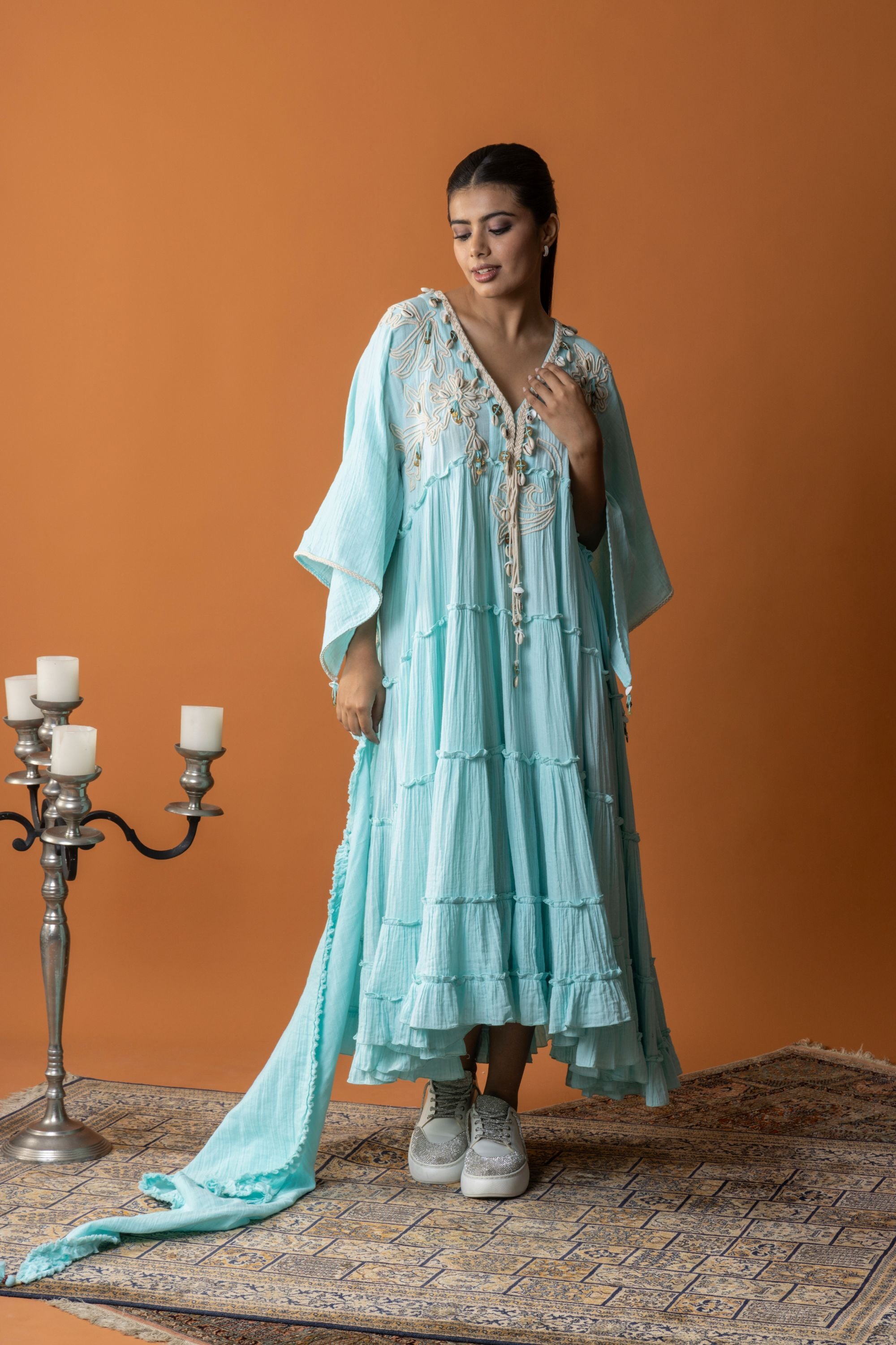 Maral Embroidered Jalabiya with Sheila