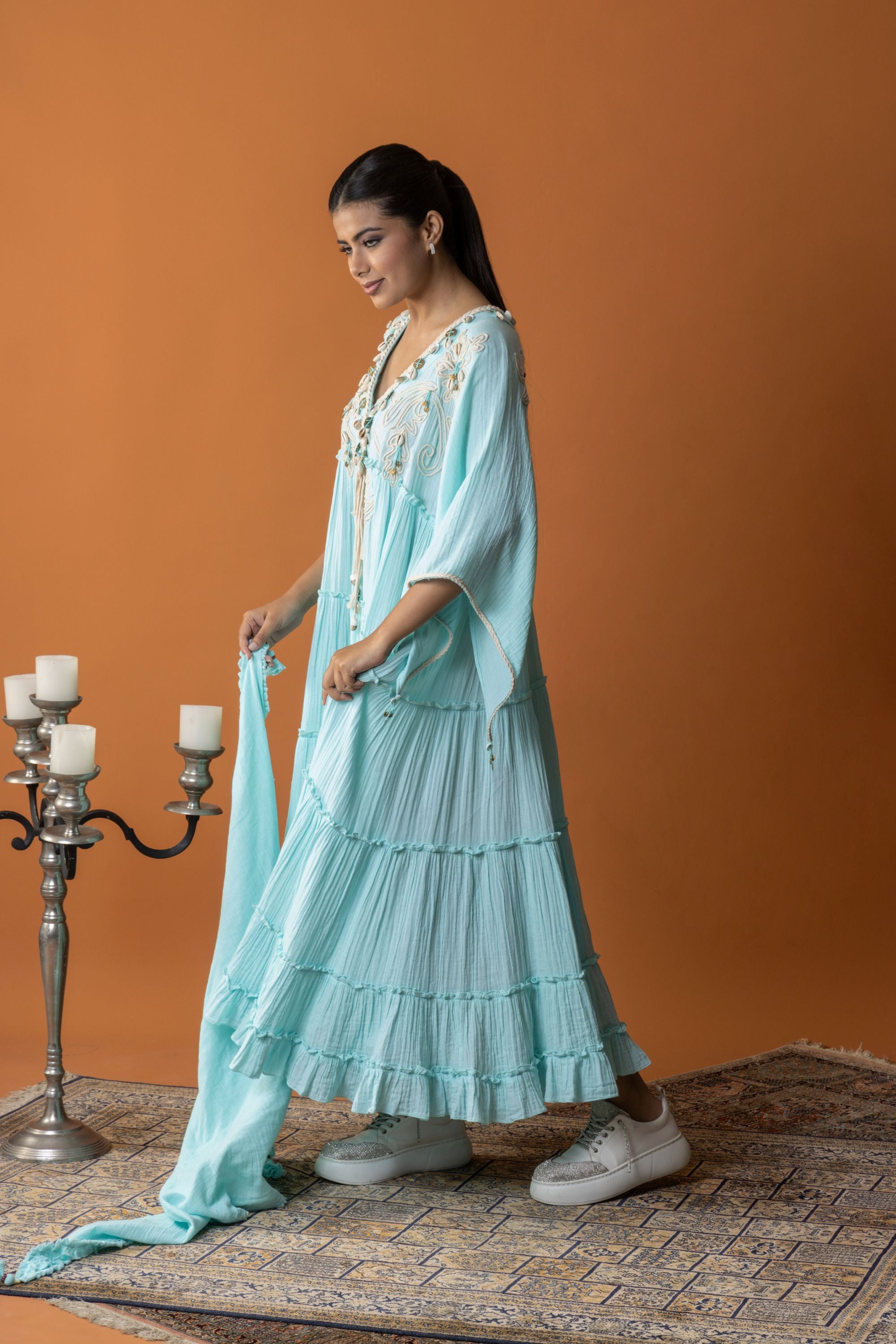 Maral Embroidered Jalabiya with Sheila