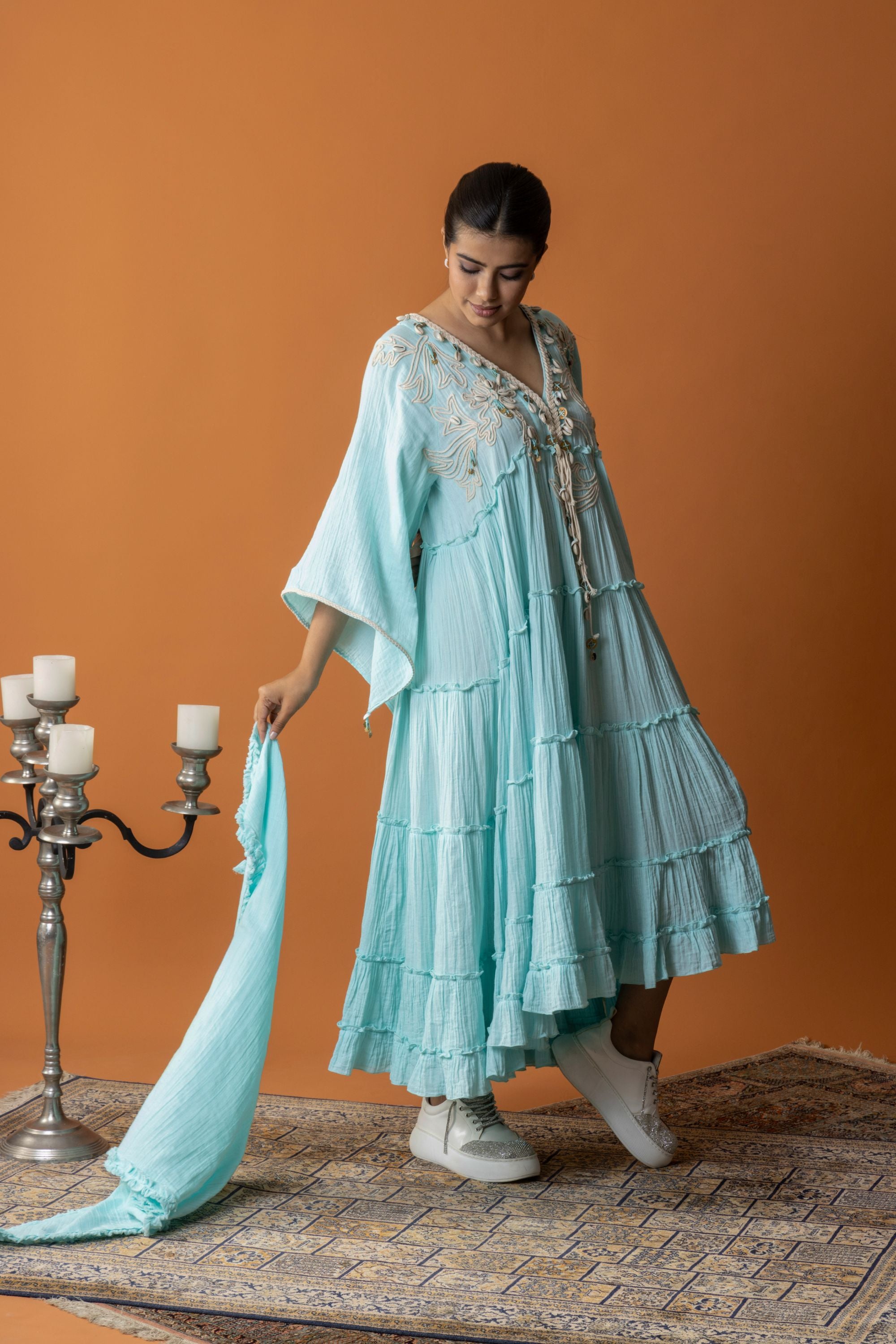 Maral Embroidered Jalabiya with Sheila