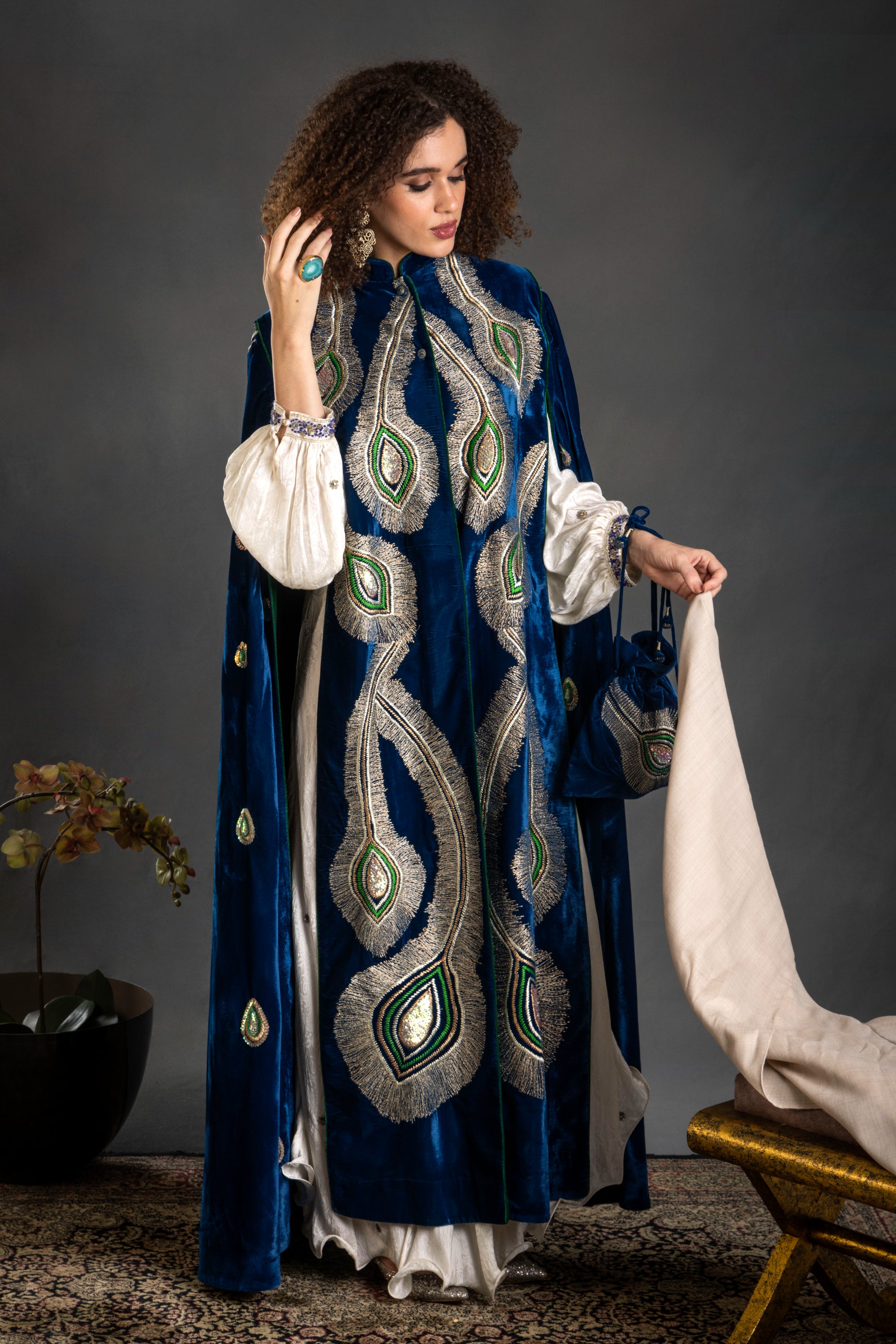 Siham Embroidered Cape with Embellishment