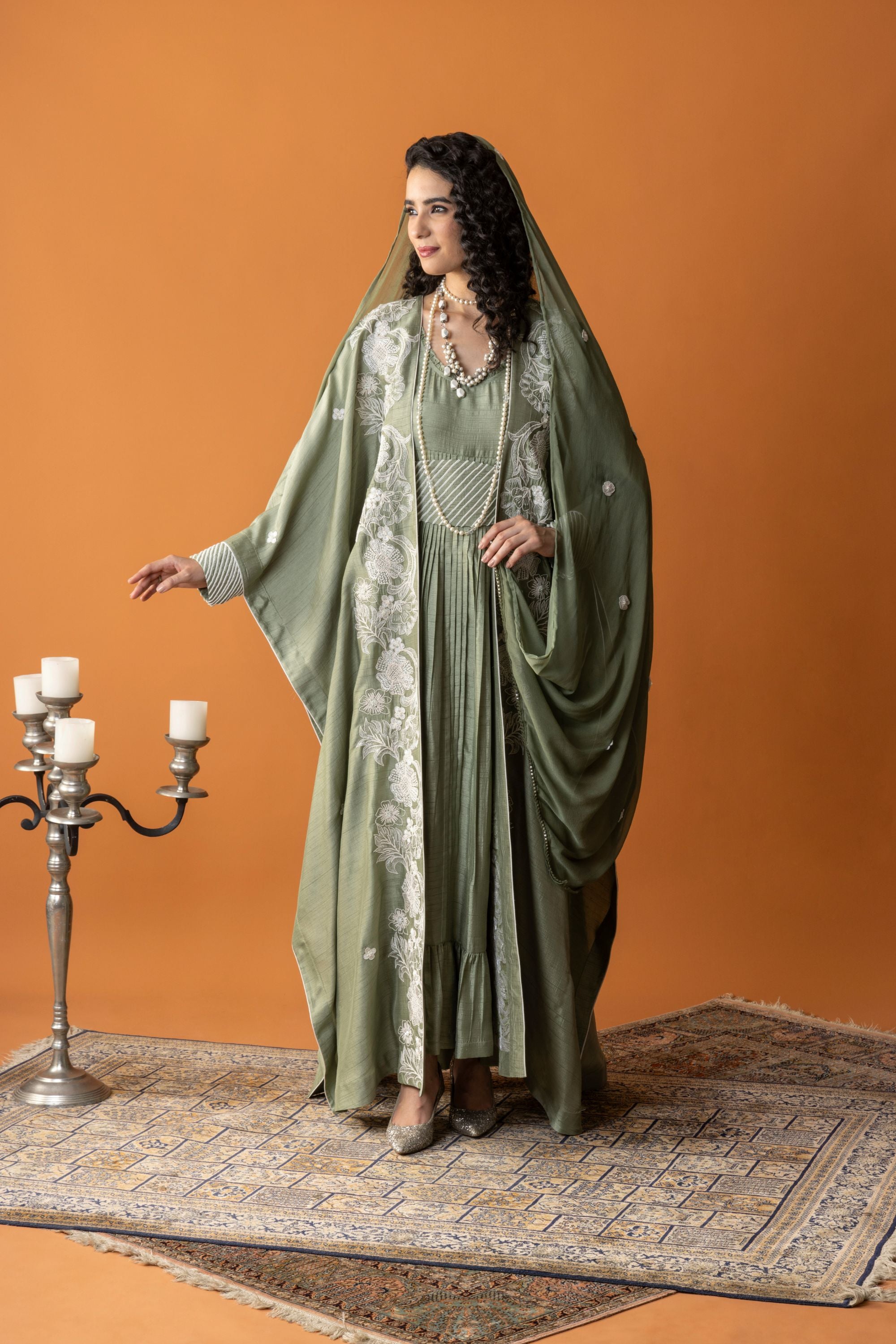 Eman Embroidered Cape with Embellishment