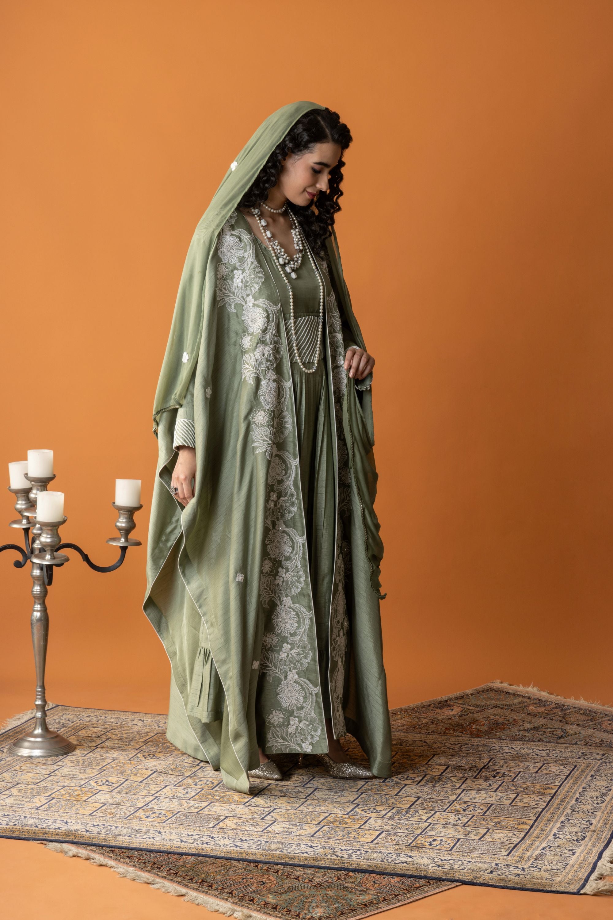 Eman Embroidered Cape with Embellishment