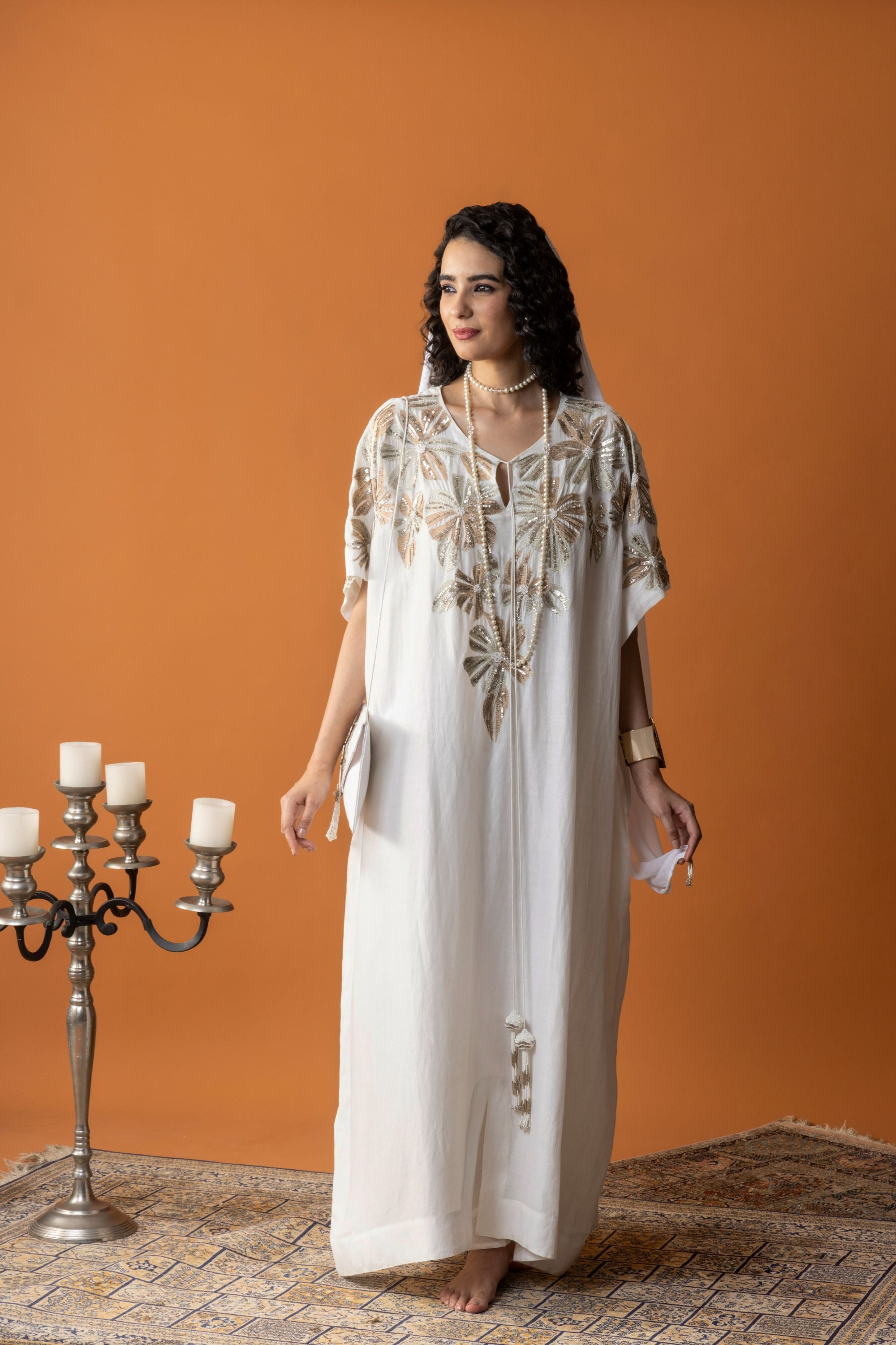 Firyal Embroidered Jalabiya with Embellishment