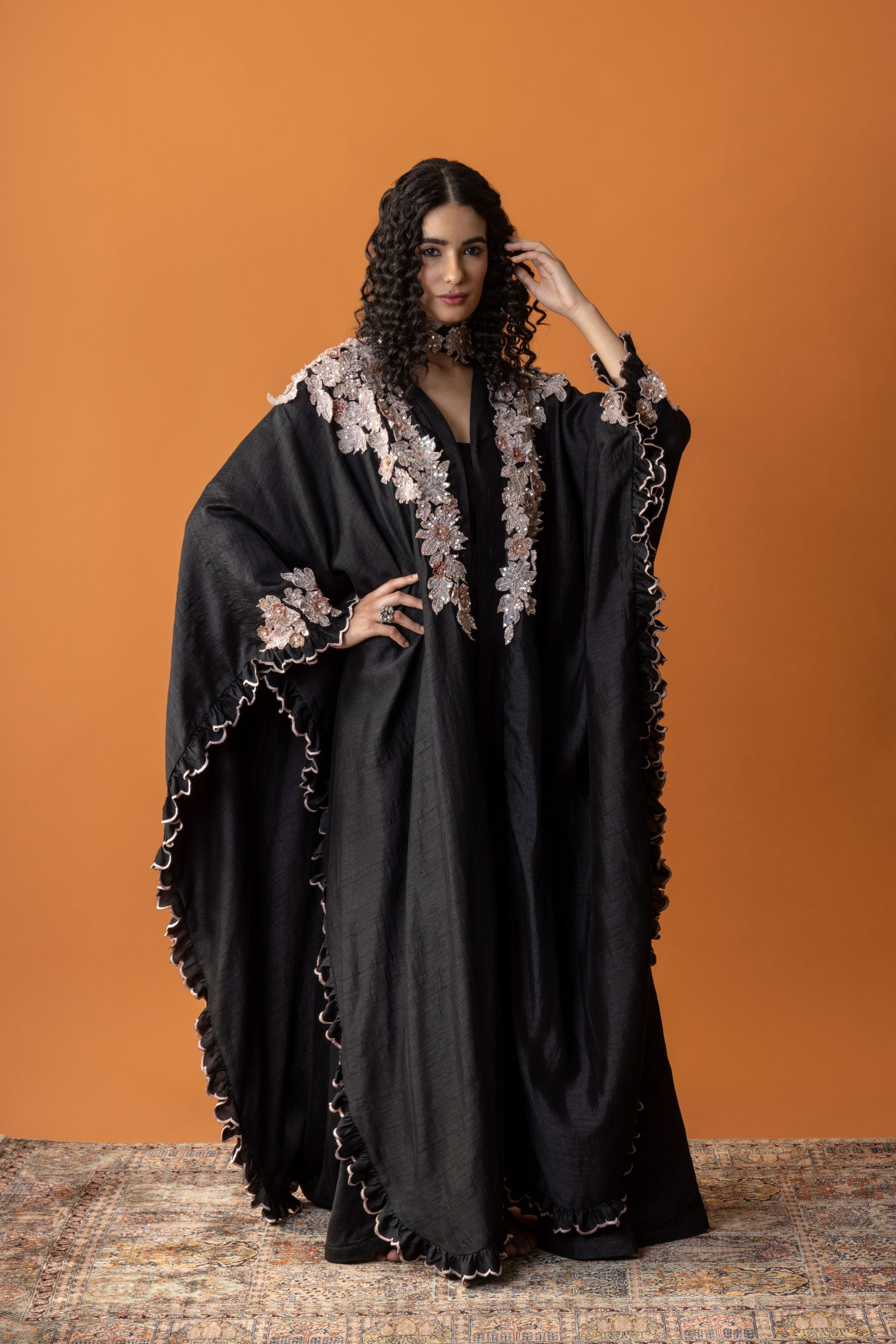 Lujain Embroidered Cape with Embellishment