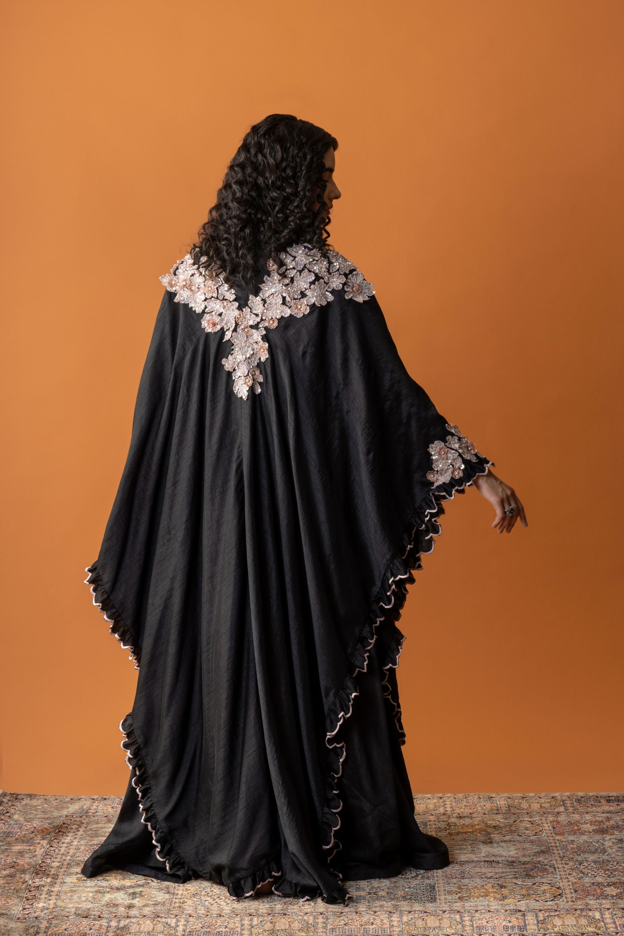 Lujain Embroidered Cape with Embellishment