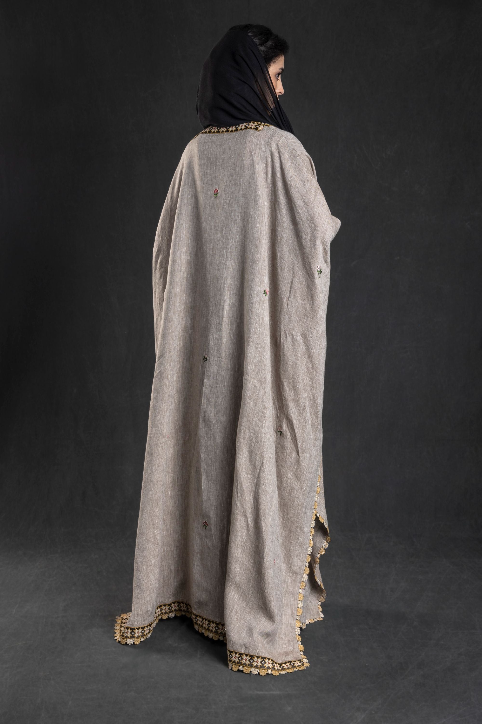 Freshta Embroidered Abaya with Inner Tiered Dress