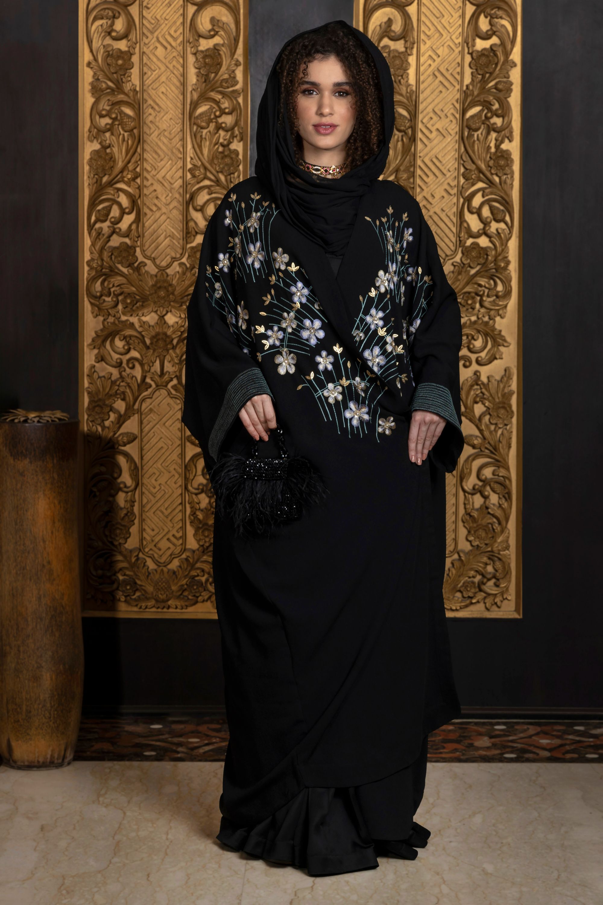 Sultana Embroidered Abaya with Sheila