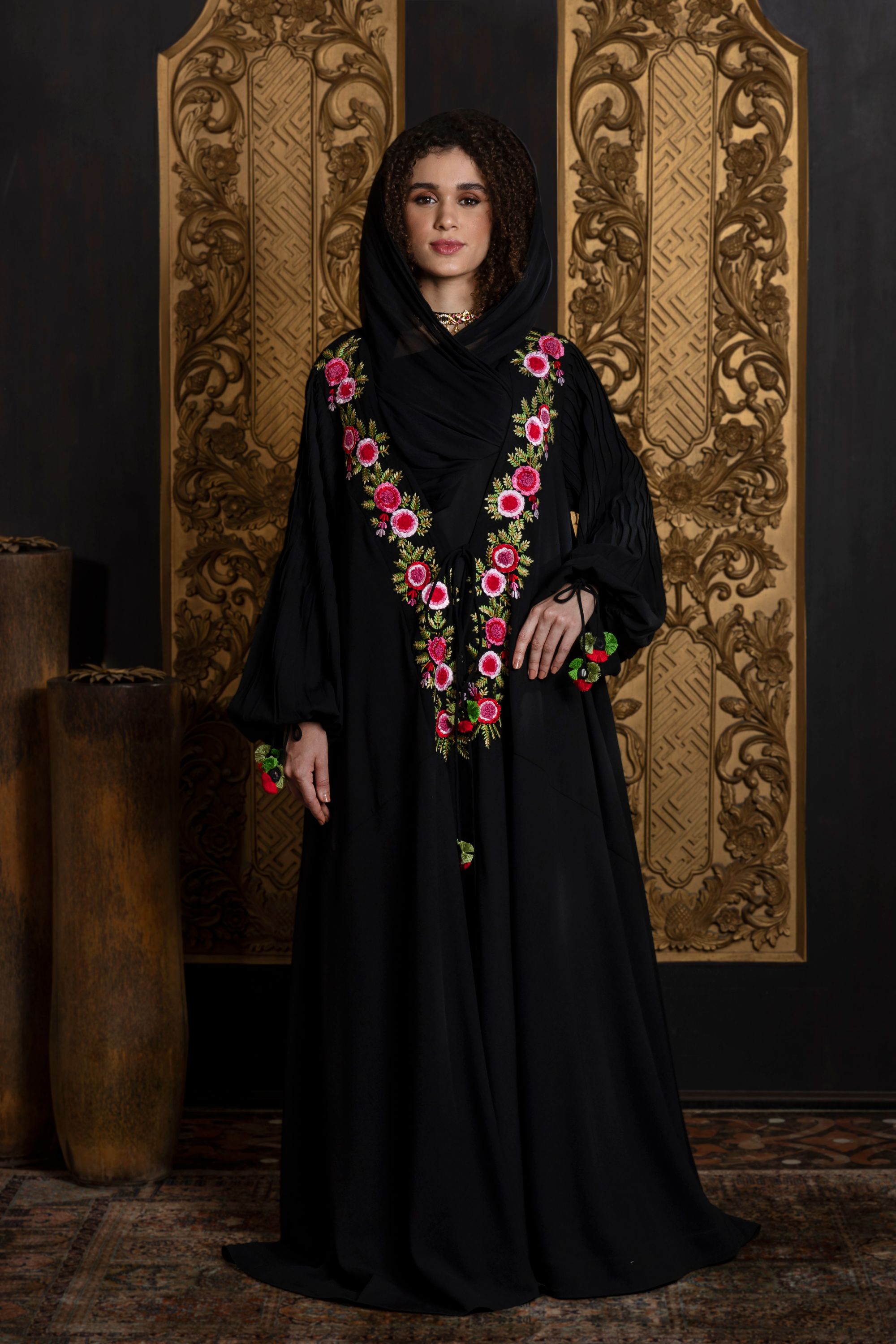 Malika Embroidered Abaya with Sheila