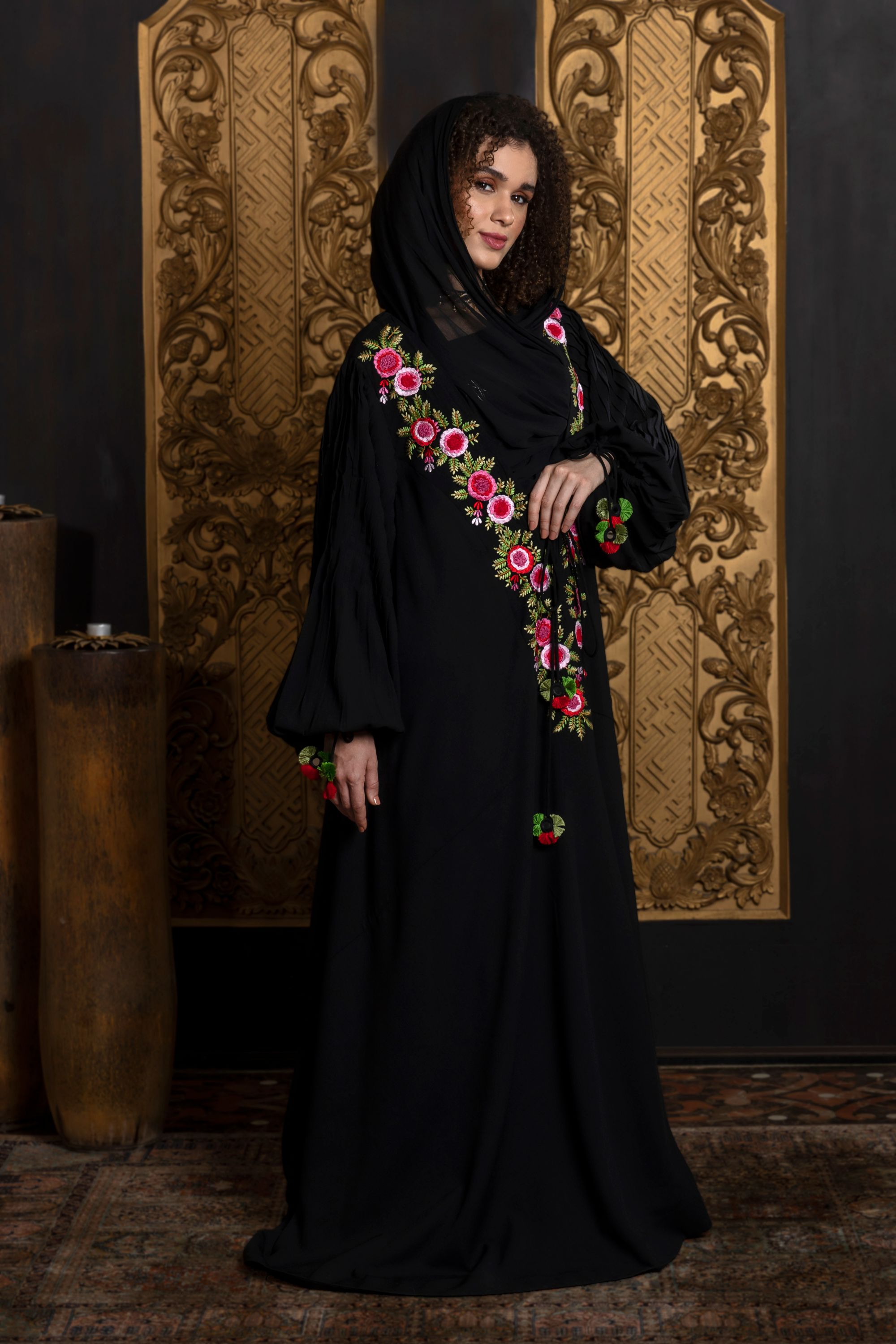 Malika Embroidered Abaya with Sheila