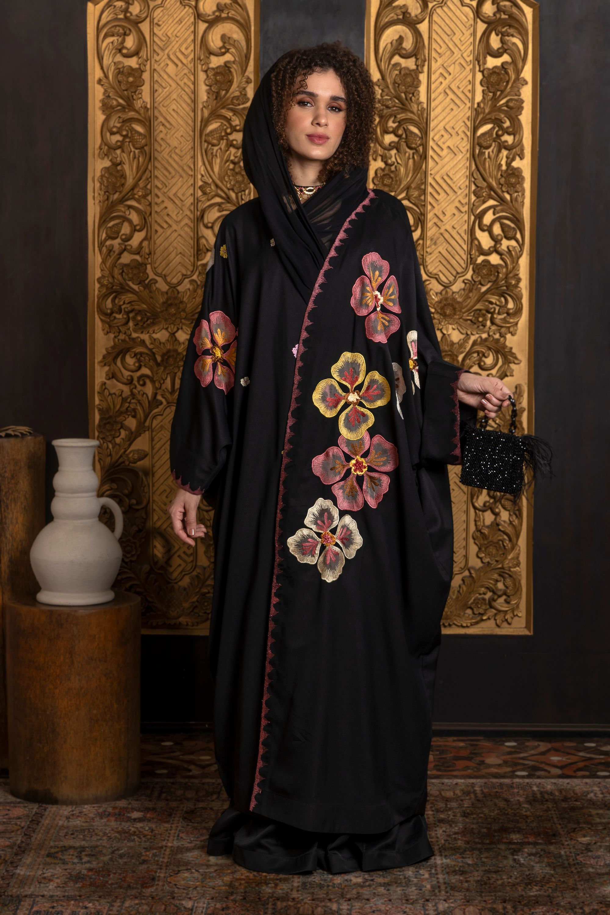 Huda Embroidered Abaya with Sheila