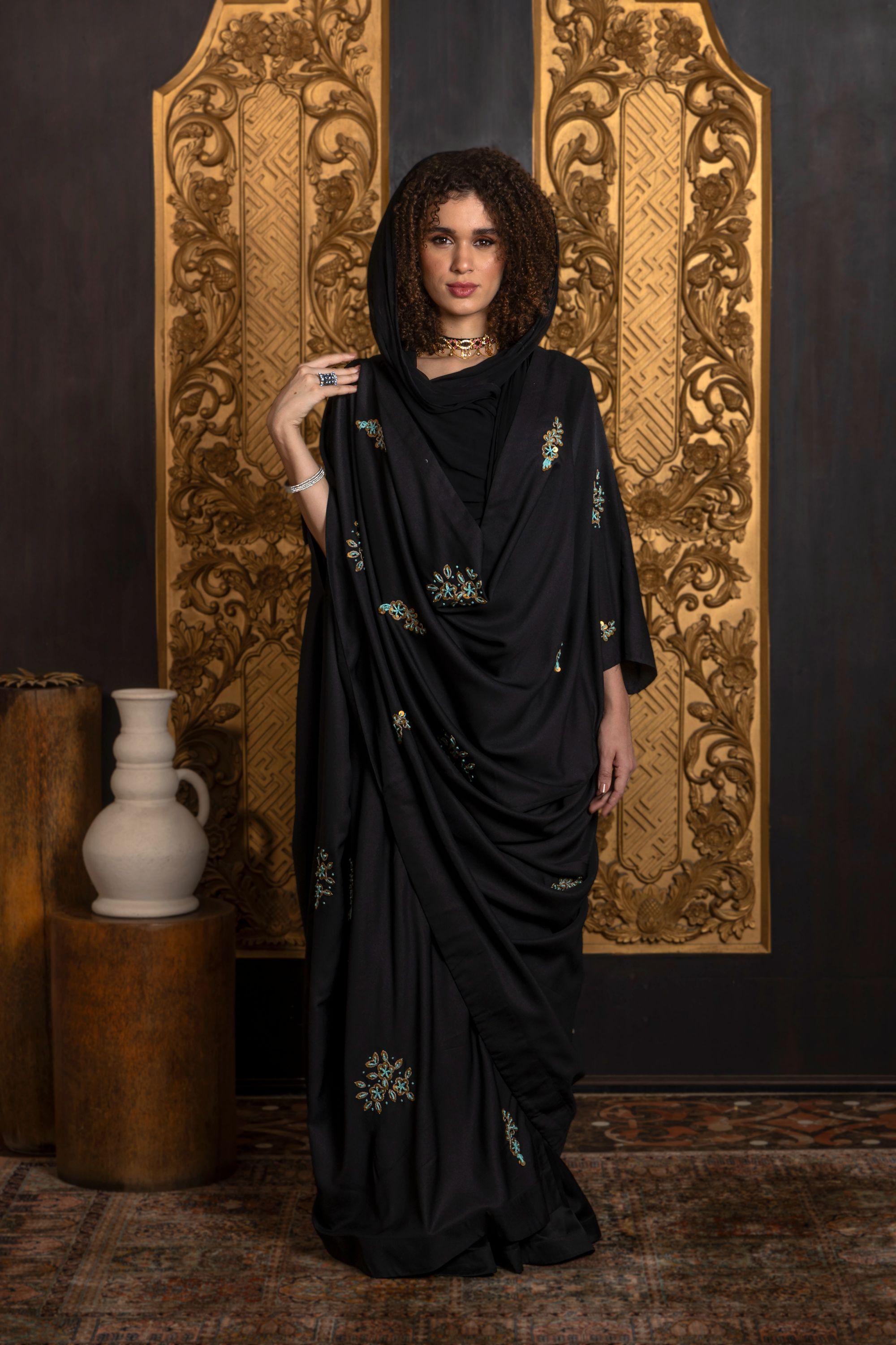 Farrah Embroidered Abaya with Sheila