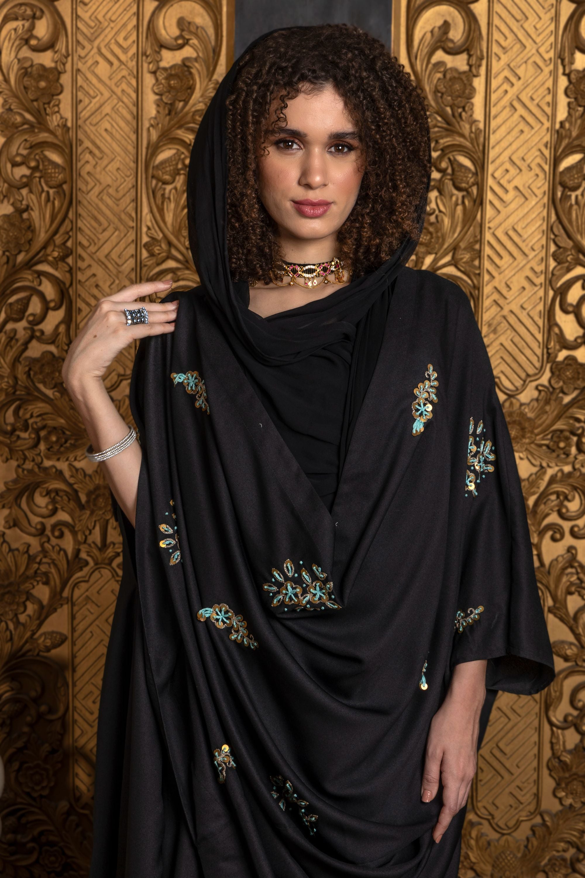 Farrah Embroidered Abaya with Sheila