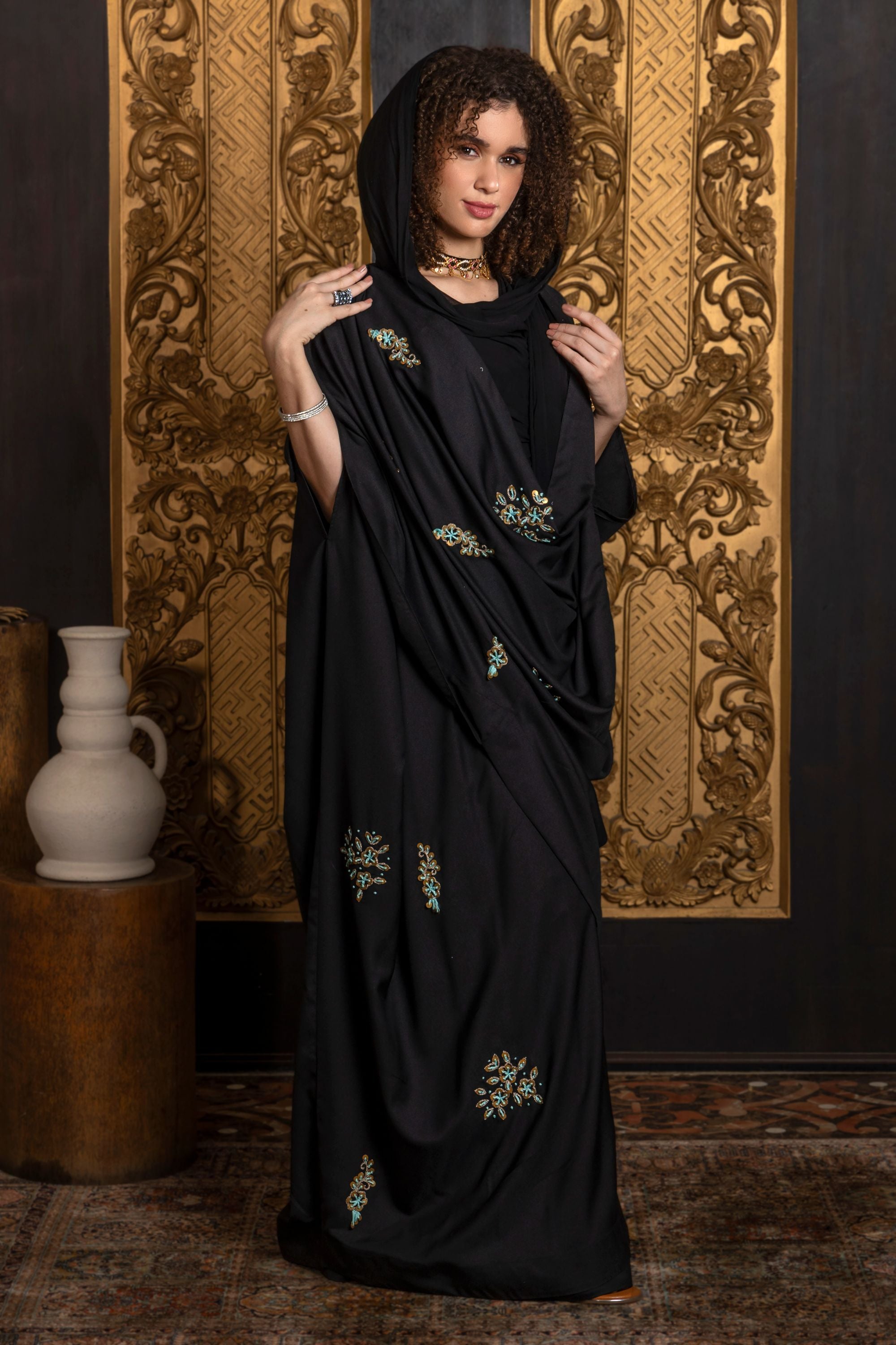 Farrah Embroidered Abaya with Sheila