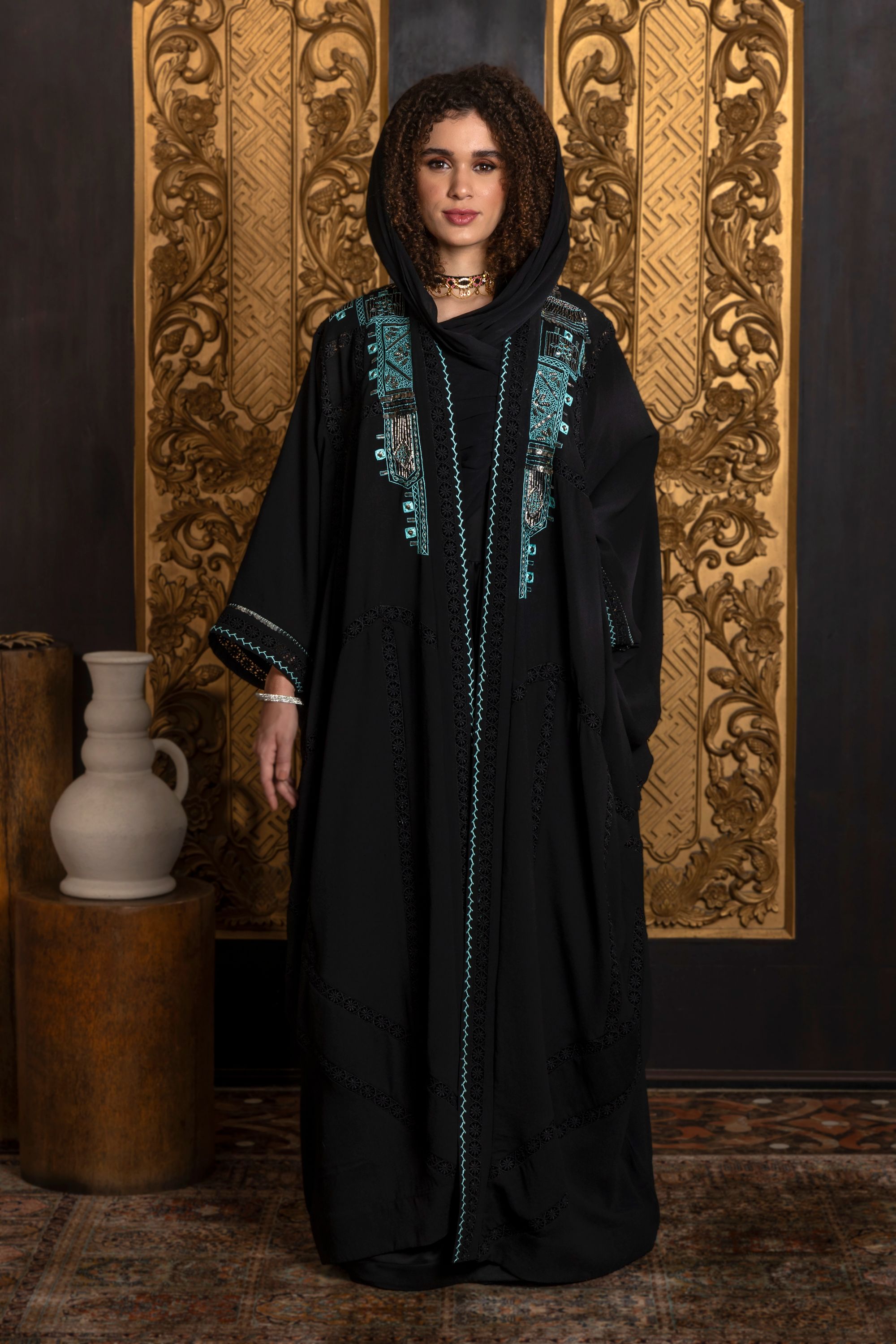 Mahra Embroidered Abaya with Sheila