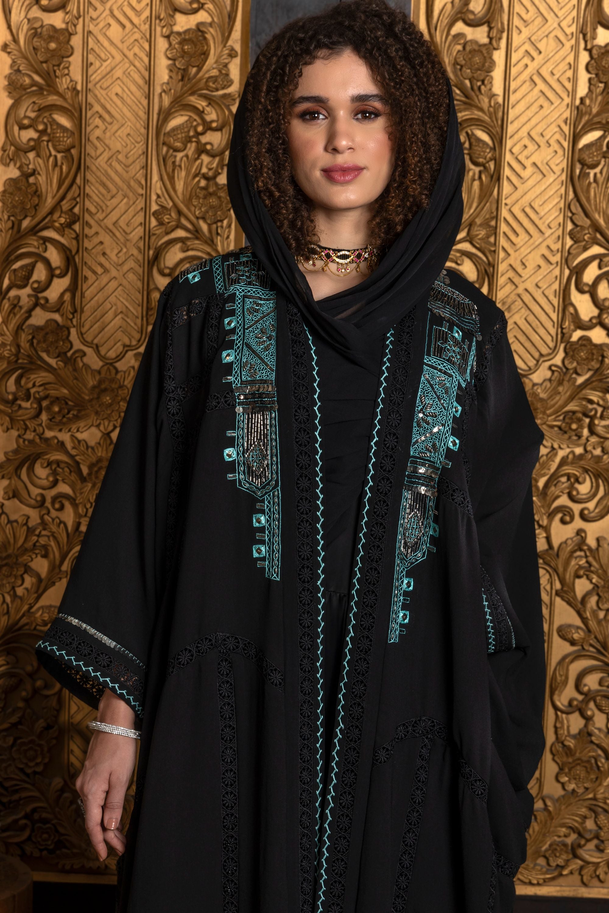 Mahra Embroidered Abaya with Sheila