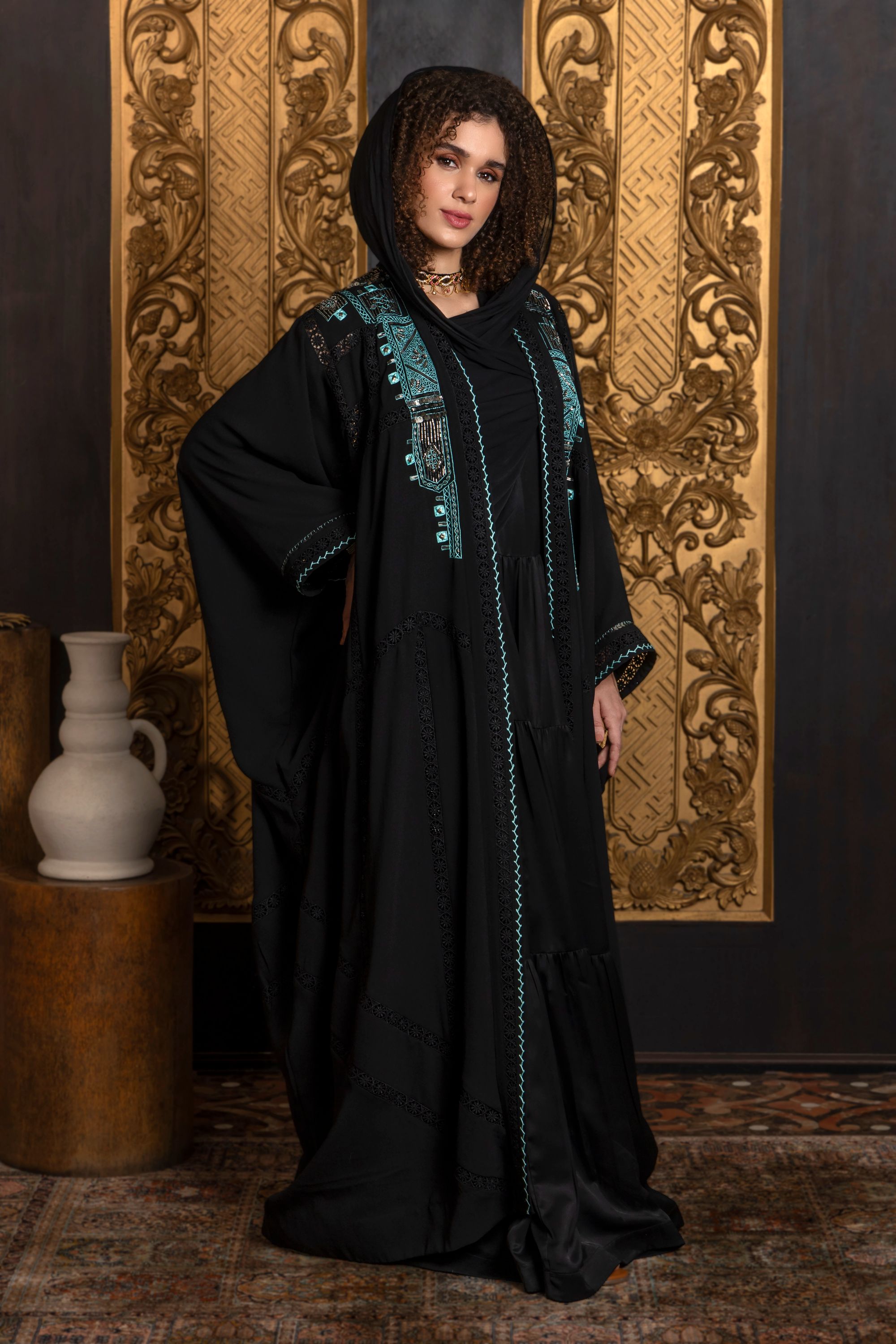 Mahra Embroidered Abaya with Sheila