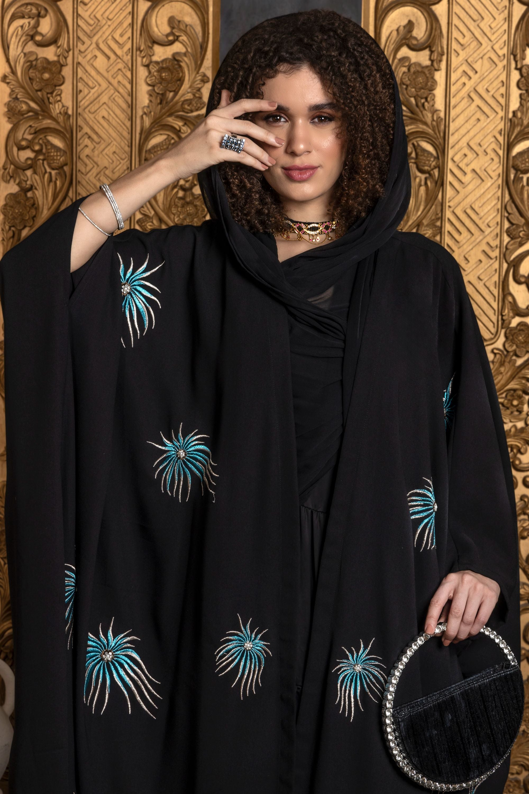 Shakira Embroidered Abaya with Sheila