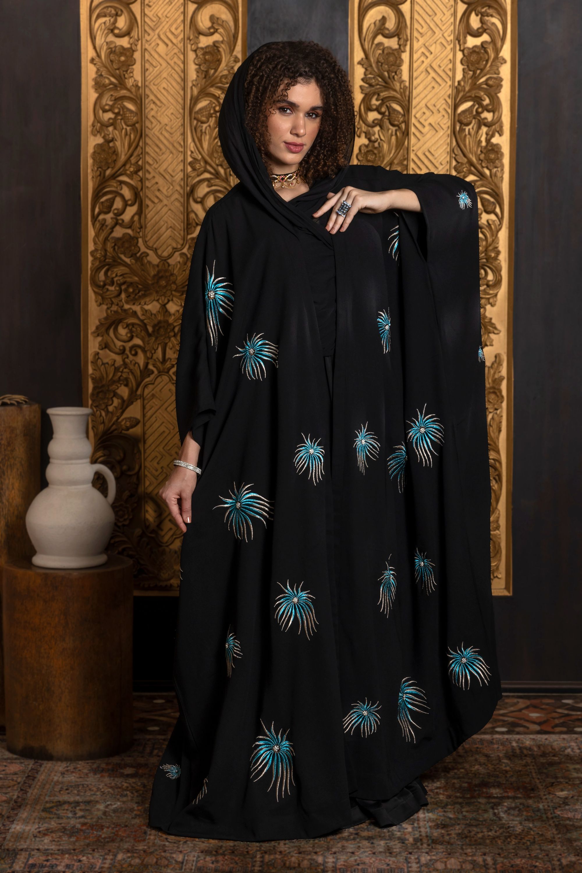 Shakira Embroidered Abaya with Sheila