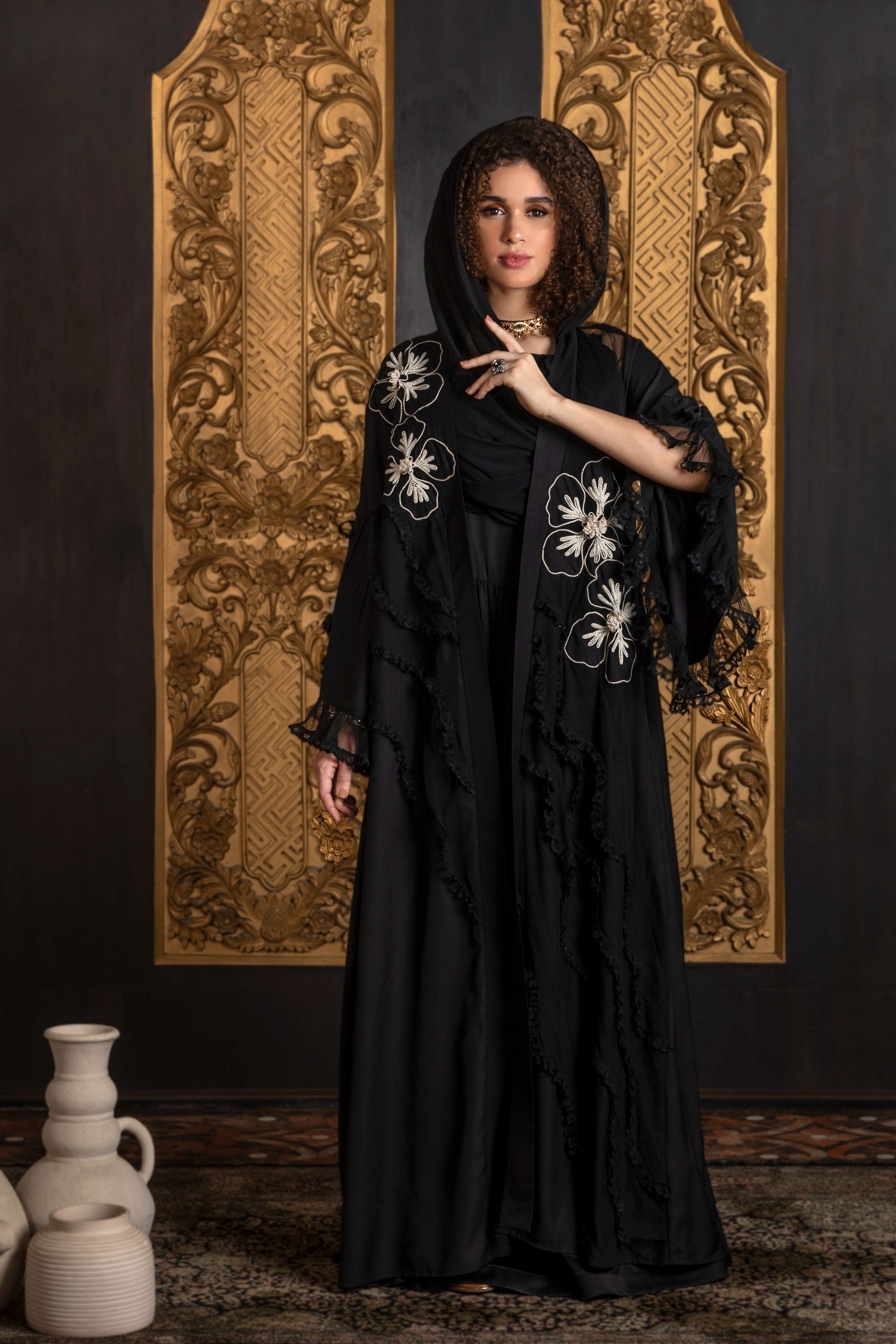 Yaminah Embroidered Abaya with Sheila