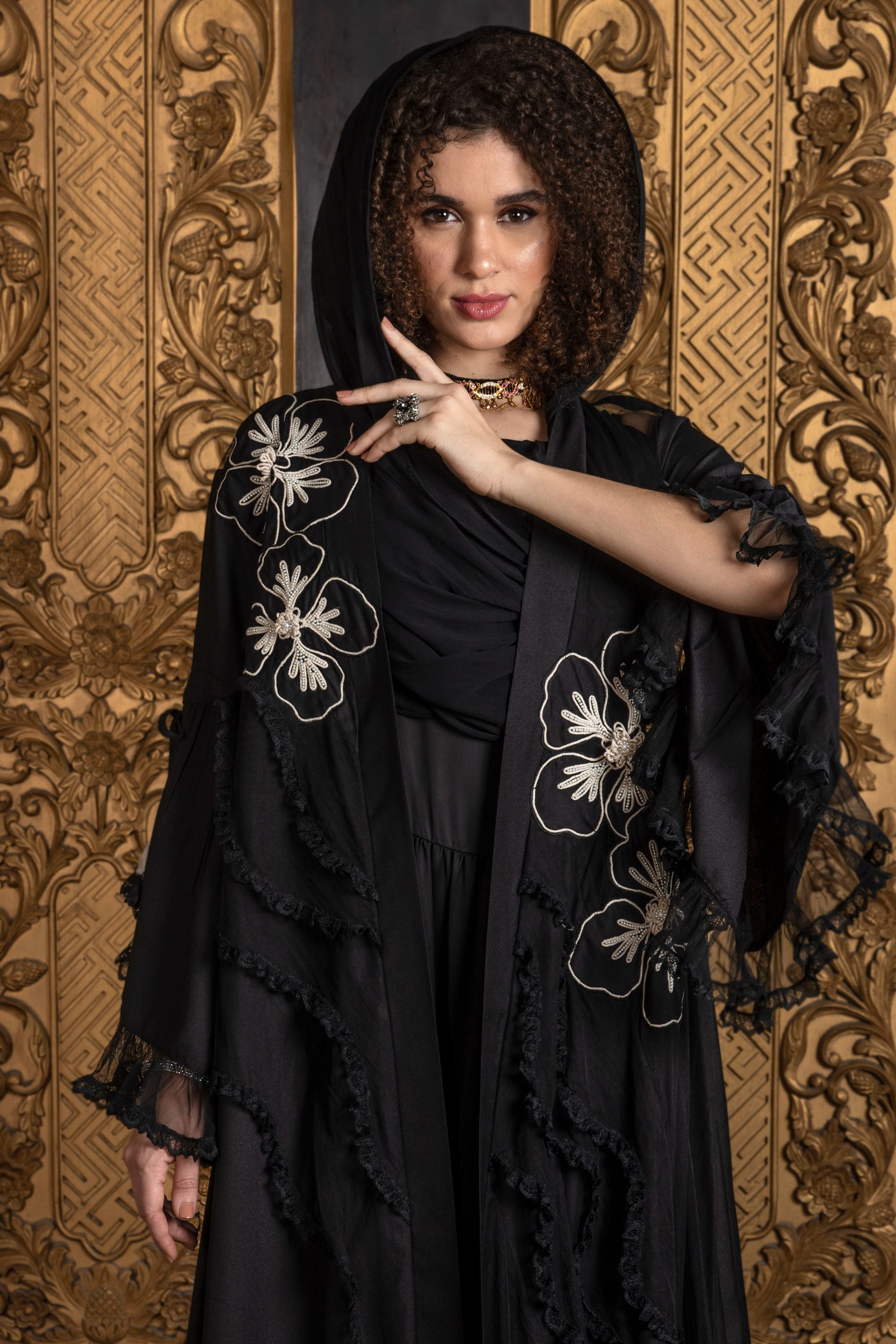 Yaminah Embroidered Abaya with Sheila