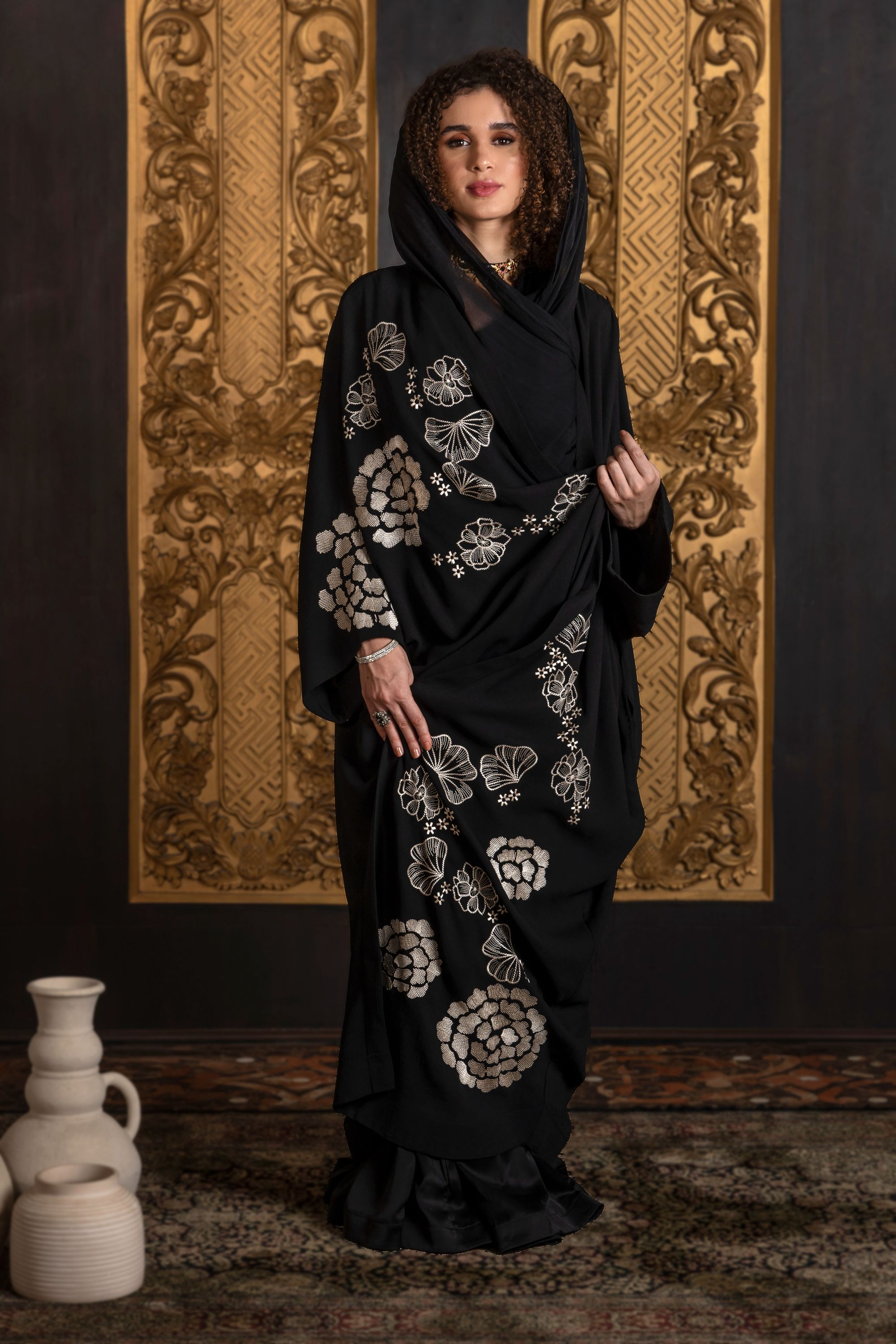 Zahirah Embroidered Abaya with Sheila