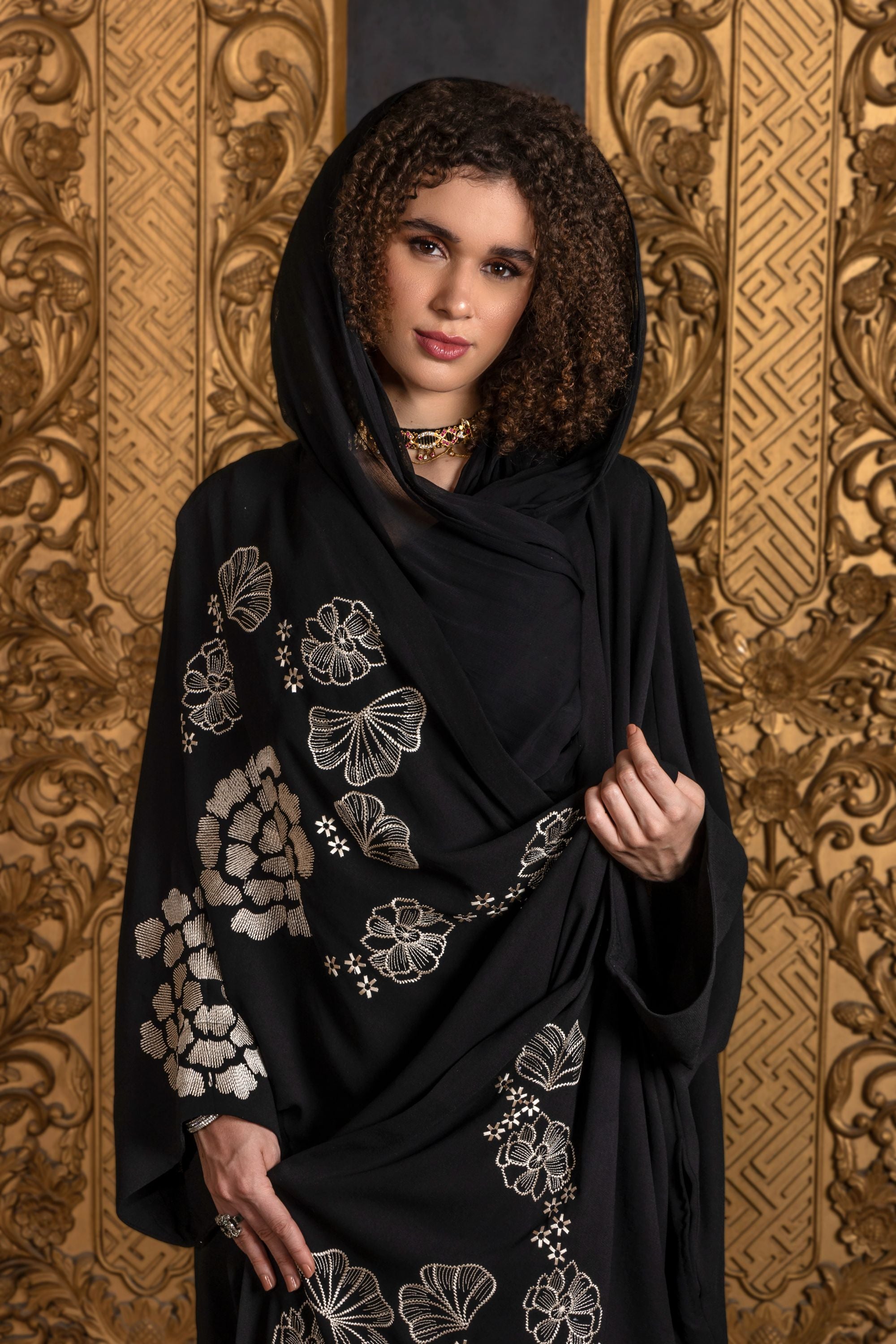 Zahirah Embroidered Abaya with Sheila