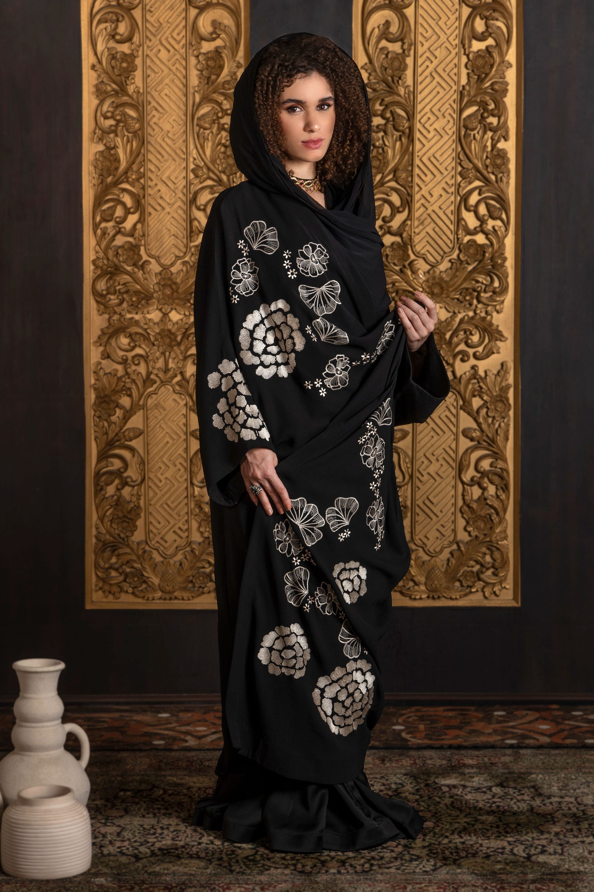 Zahirah Embroidered Abaya with Sheila