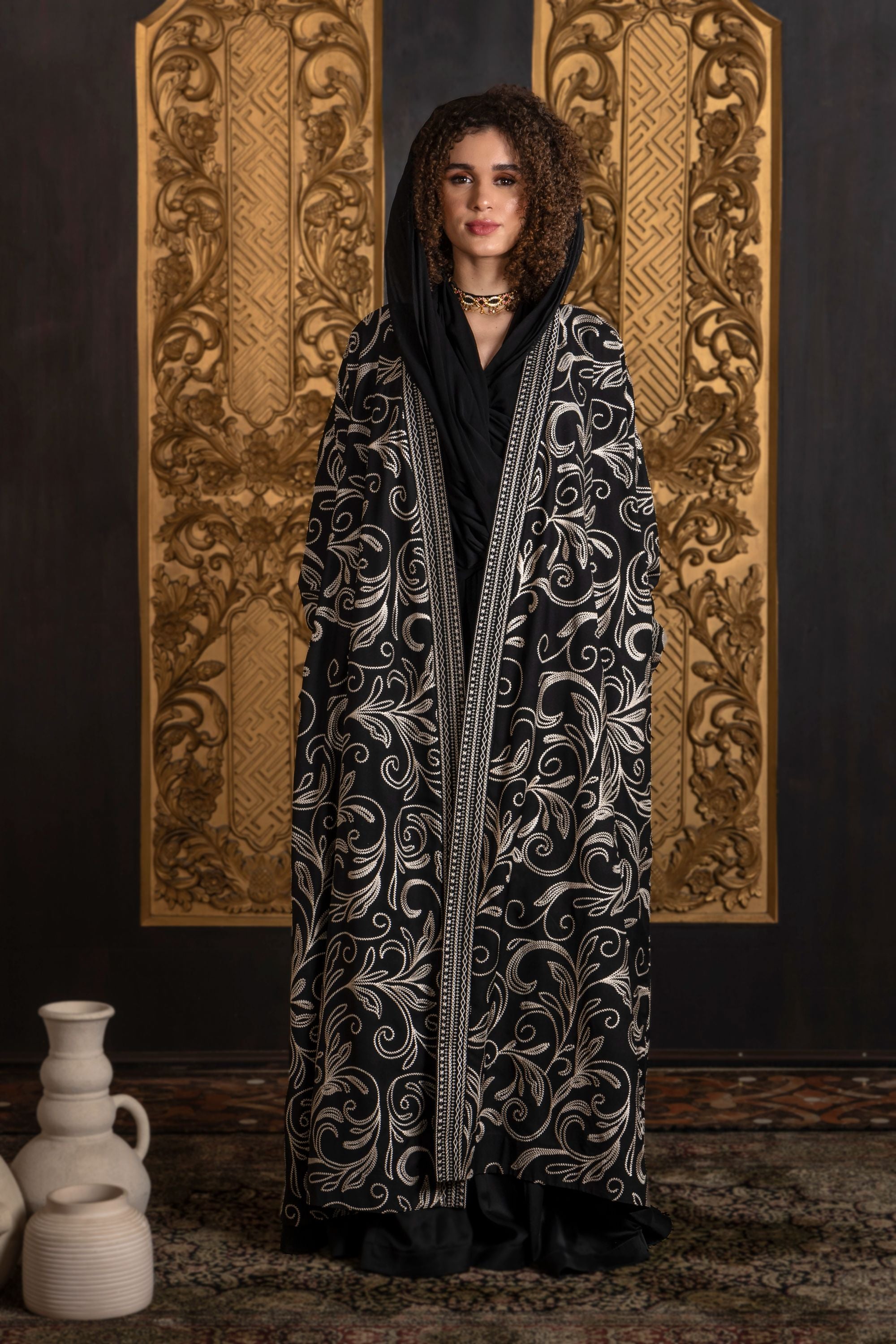 Zulma Embroidered Abaya with Sheila