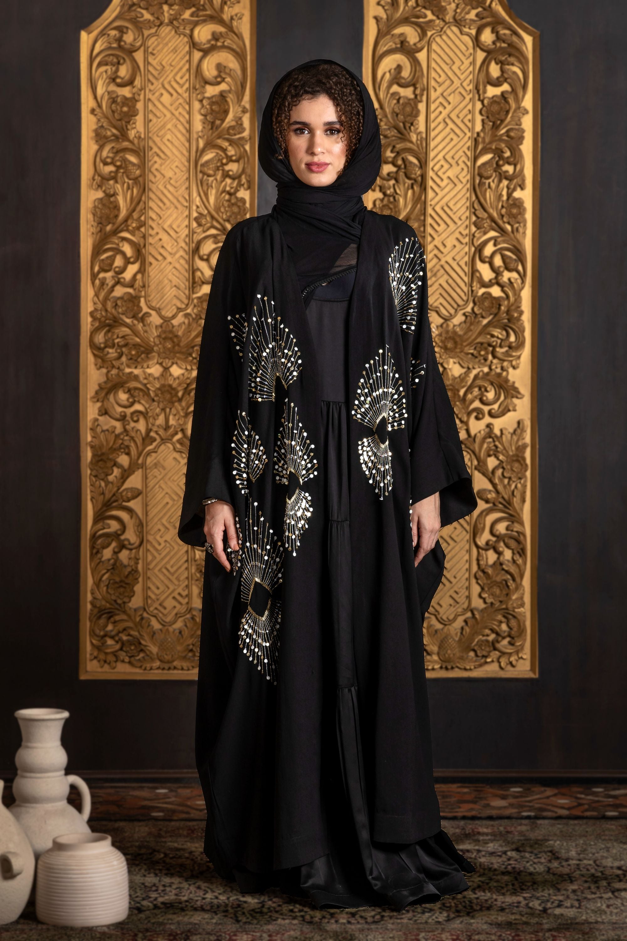 Wahida Embroidered Abaya with Sheila