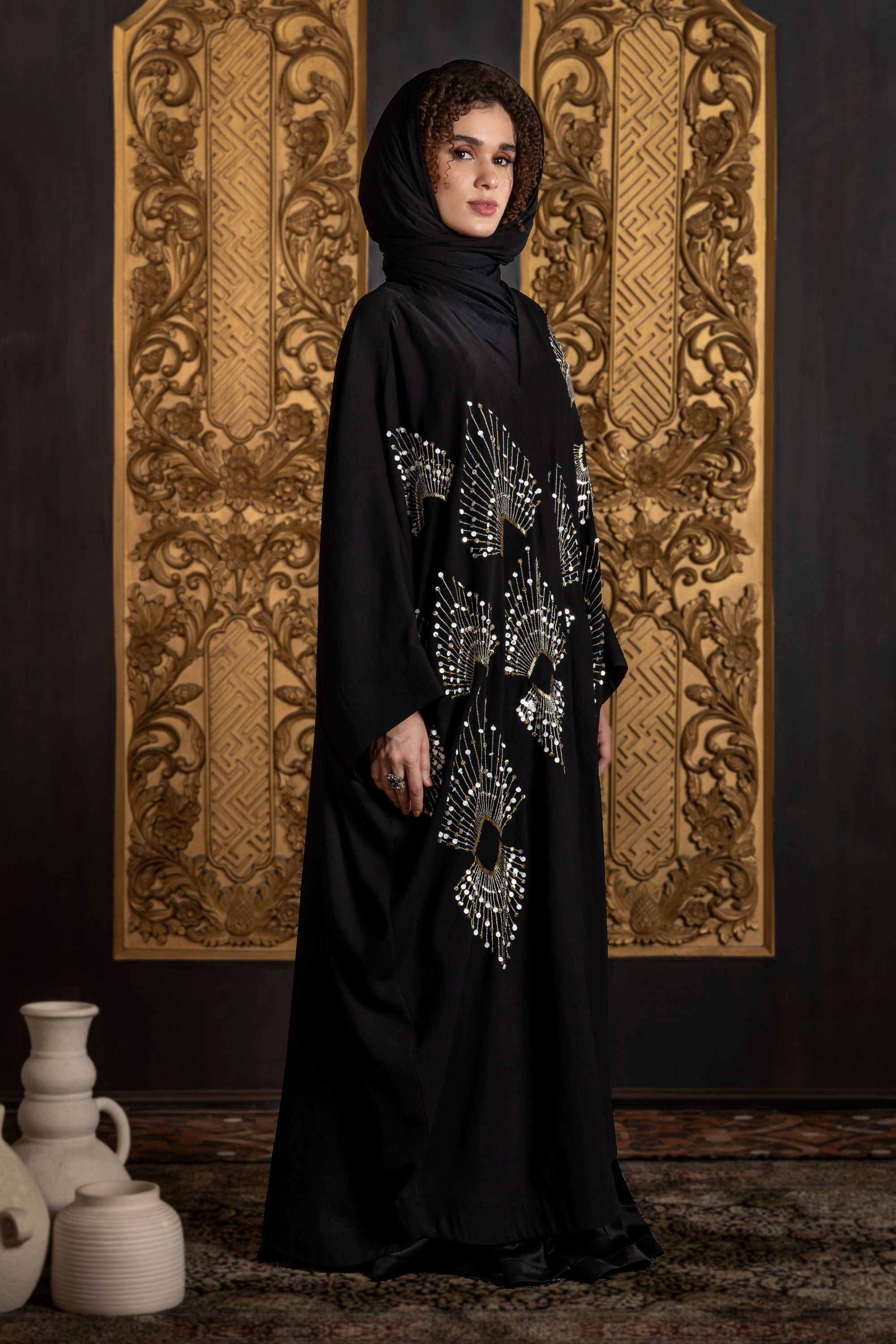 Wahida Embroidered Abaya with Sheila