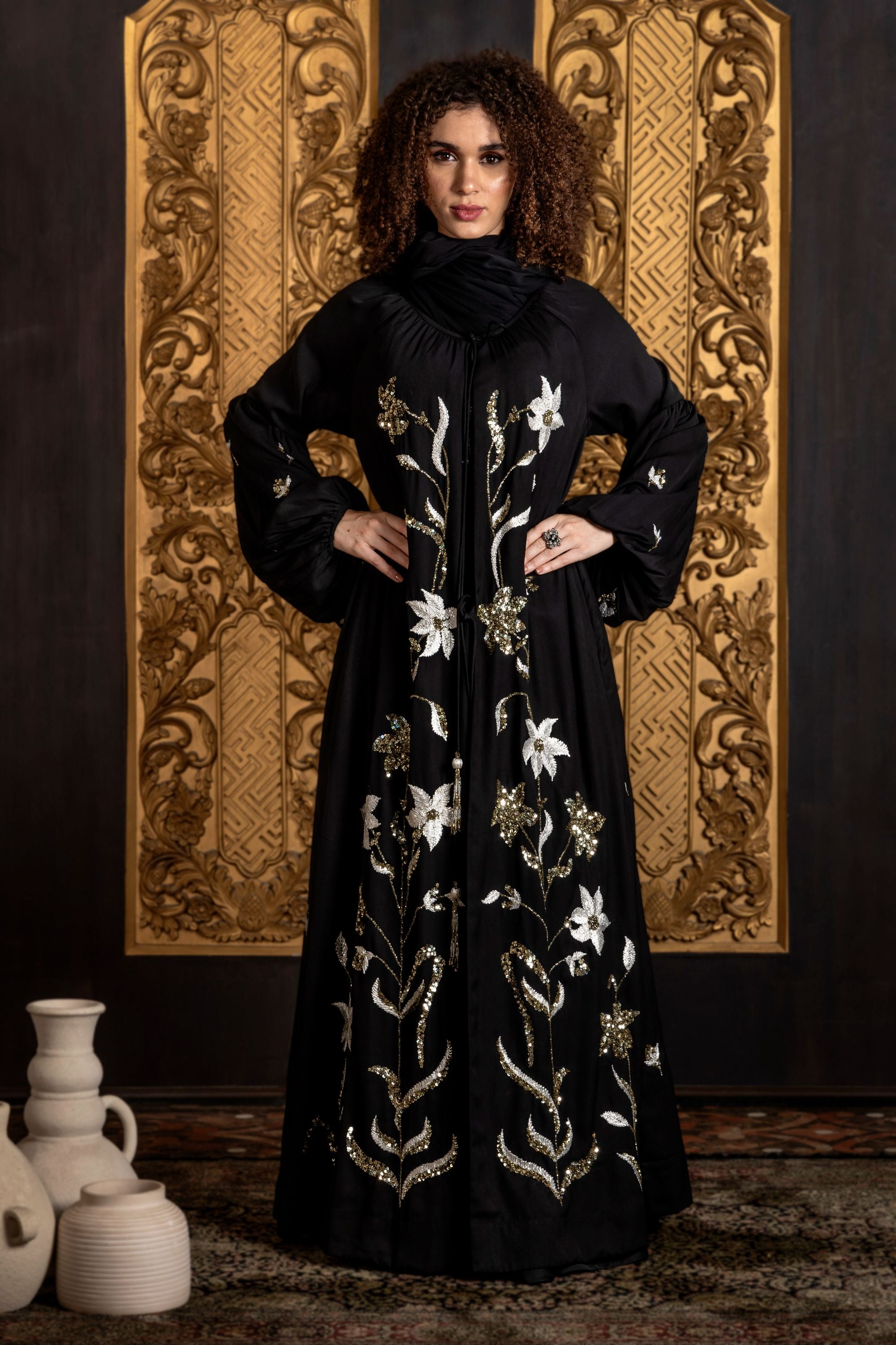 Shaida Embroidered Abaya with Sheila