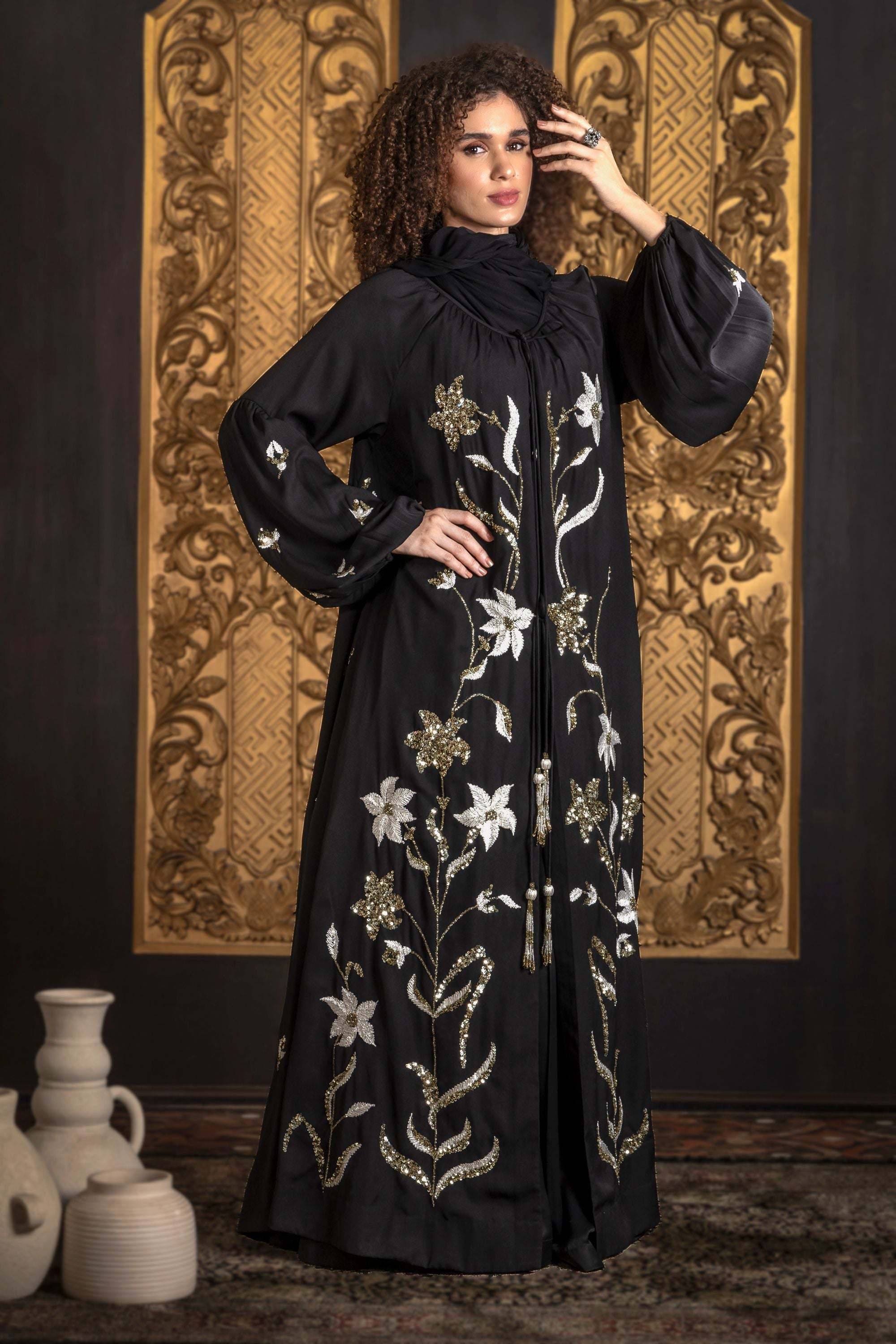 Shaida Embroidered Abaya with Sheila