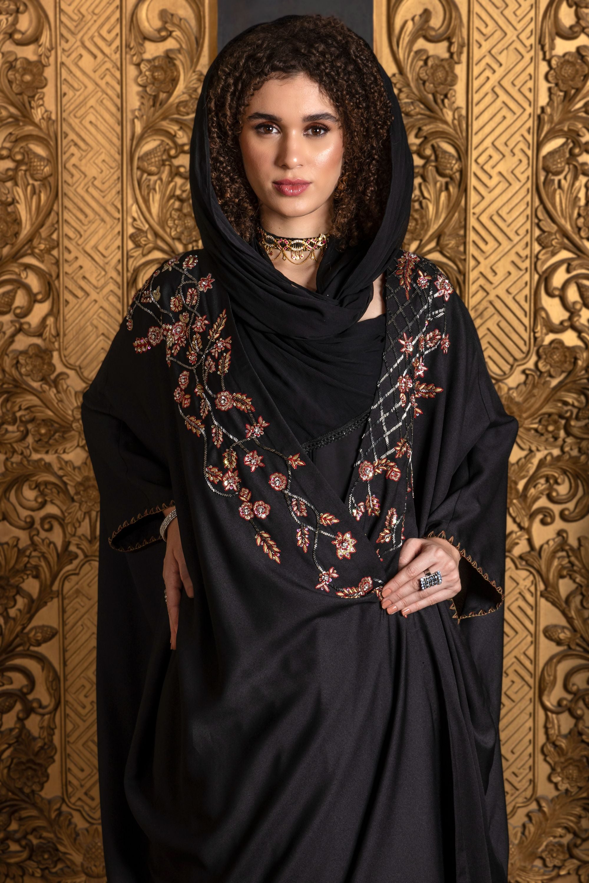 Kiara Embroidered Abaya with Sheila