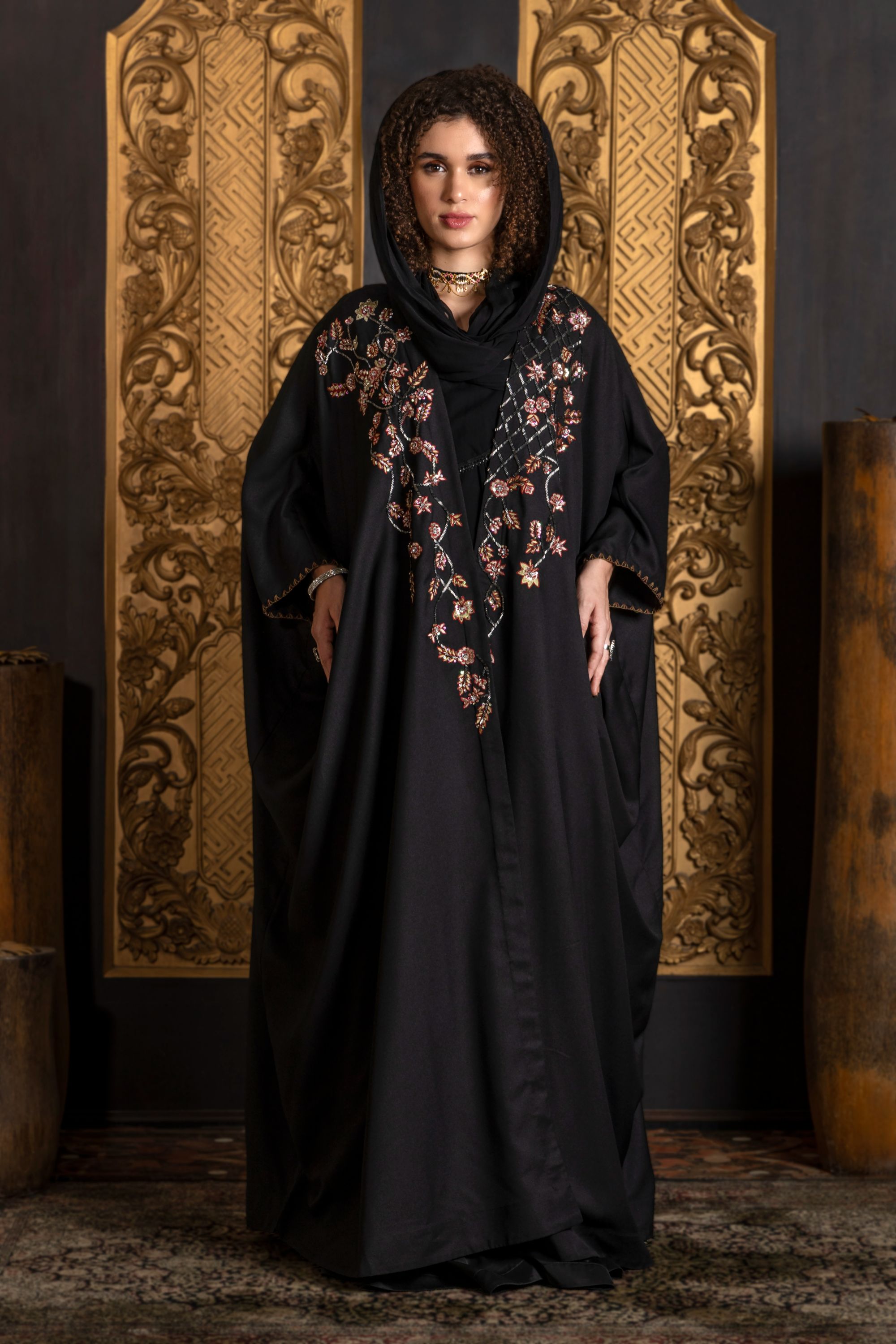 Kiara Embroidered Abaya with Sheila