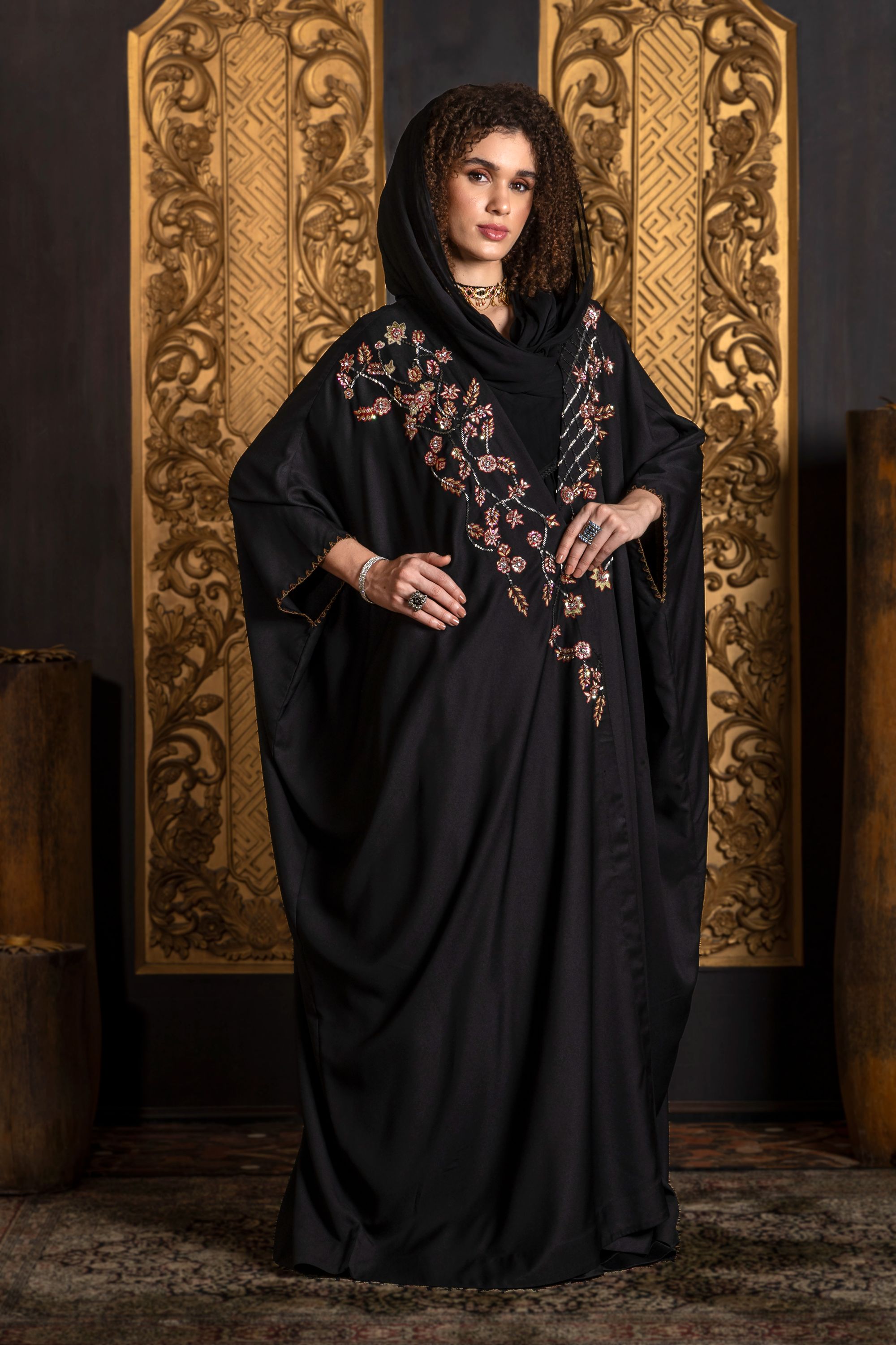 Kiara Embroidered Abaya with Sheila