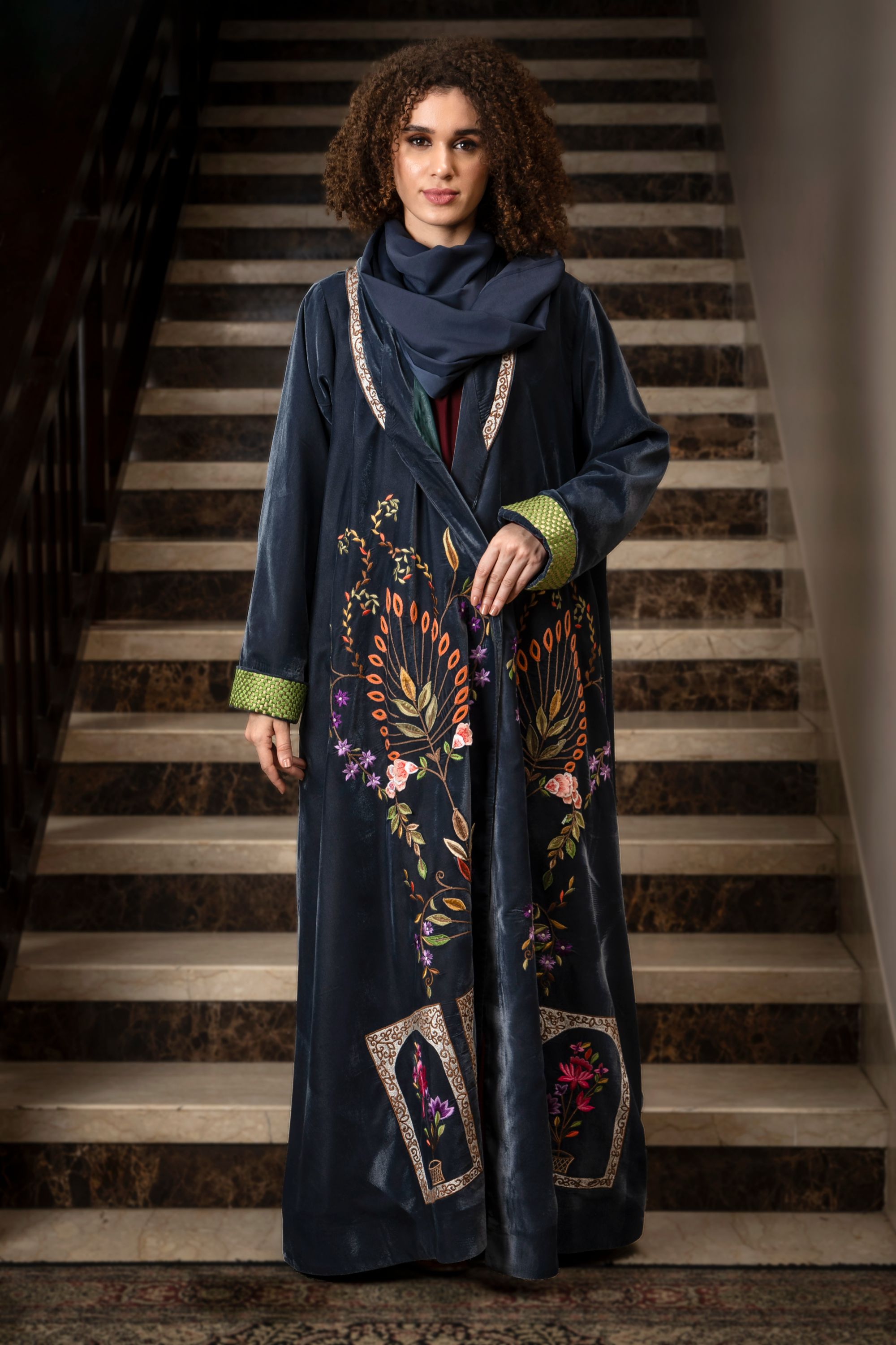 Dabrish Embroidered Abaya with Sheila