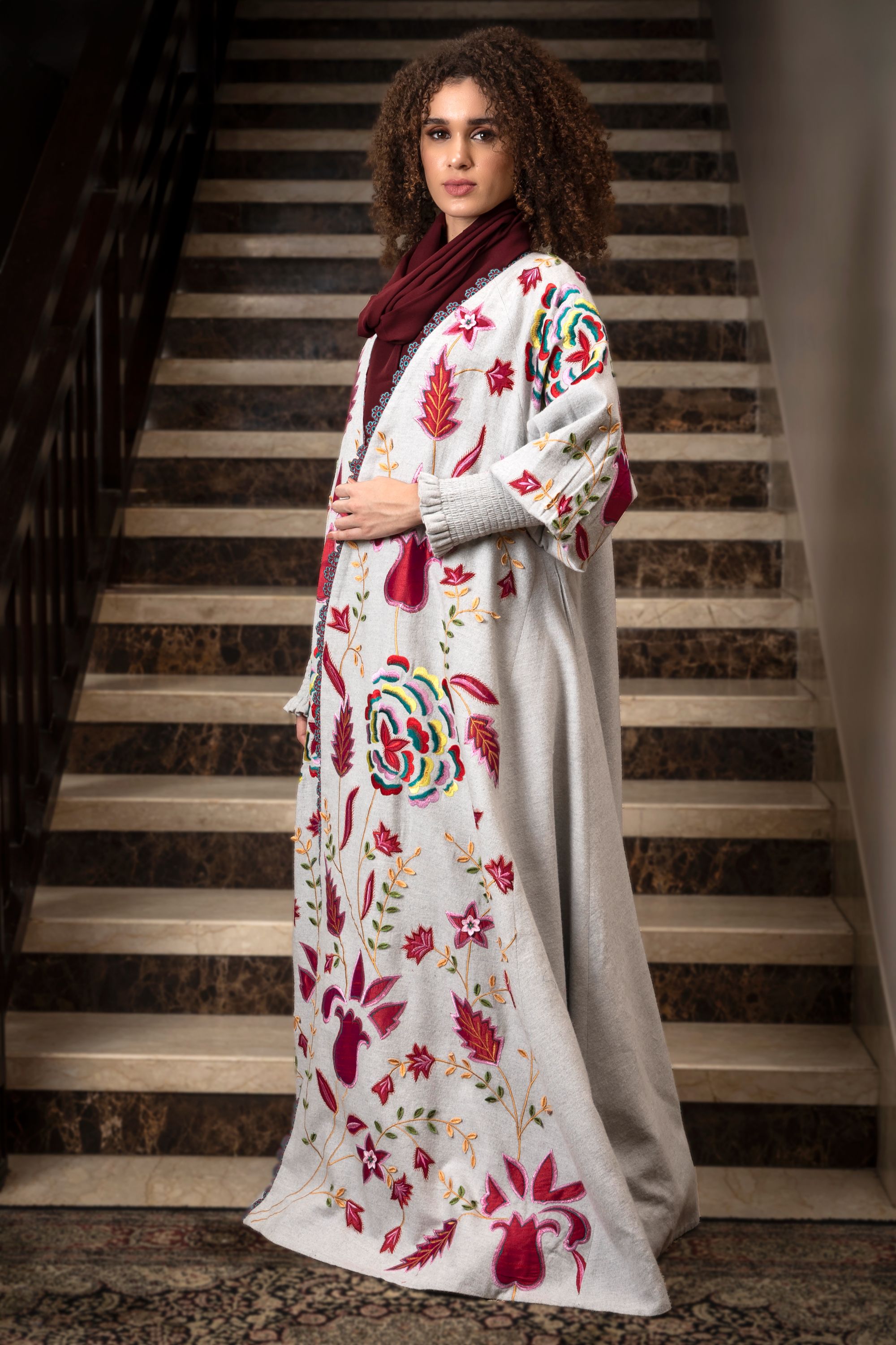 Mirzaa Embroidered Abaya with Sheila