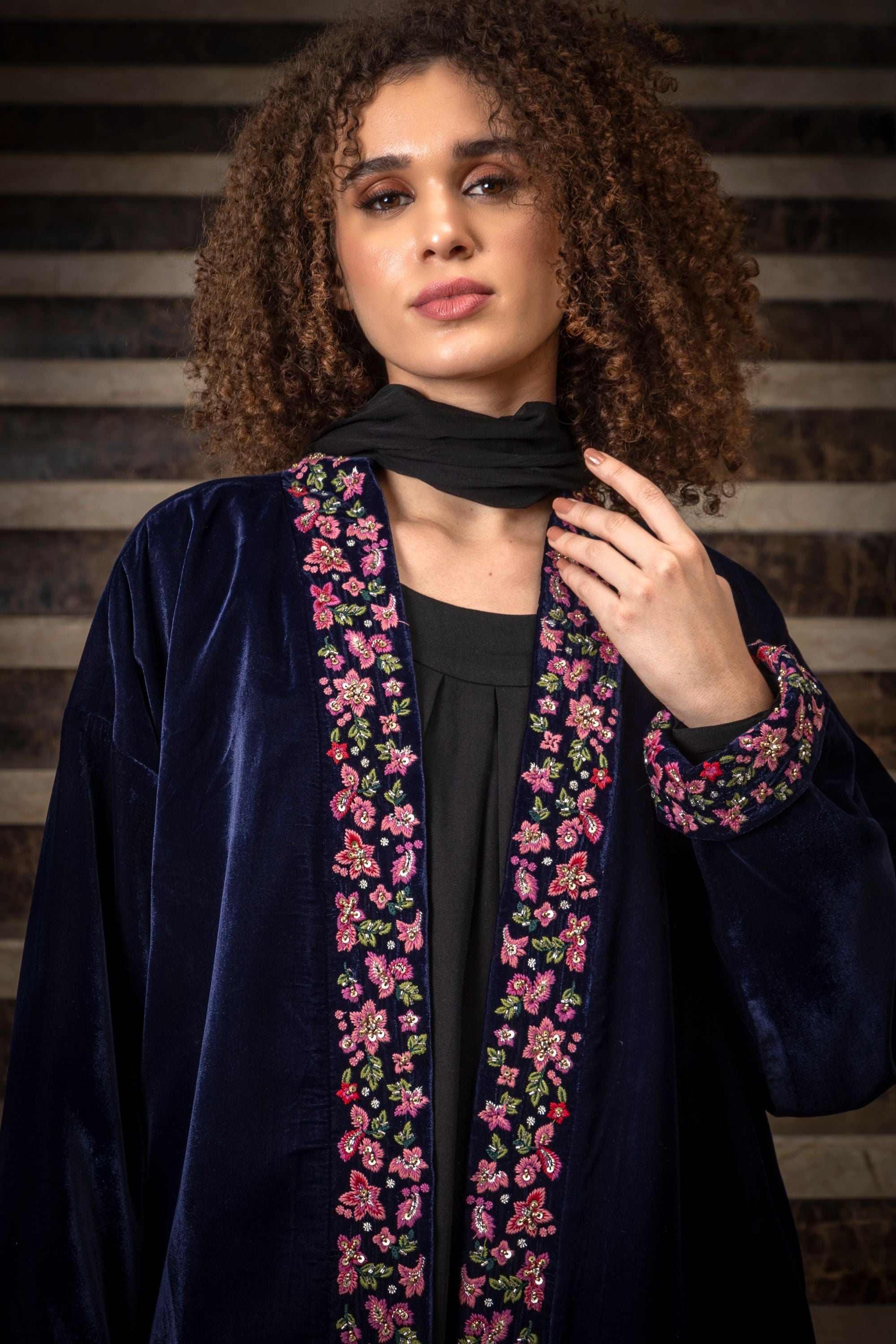 Amnaa Embroidered Abaya with Sheila